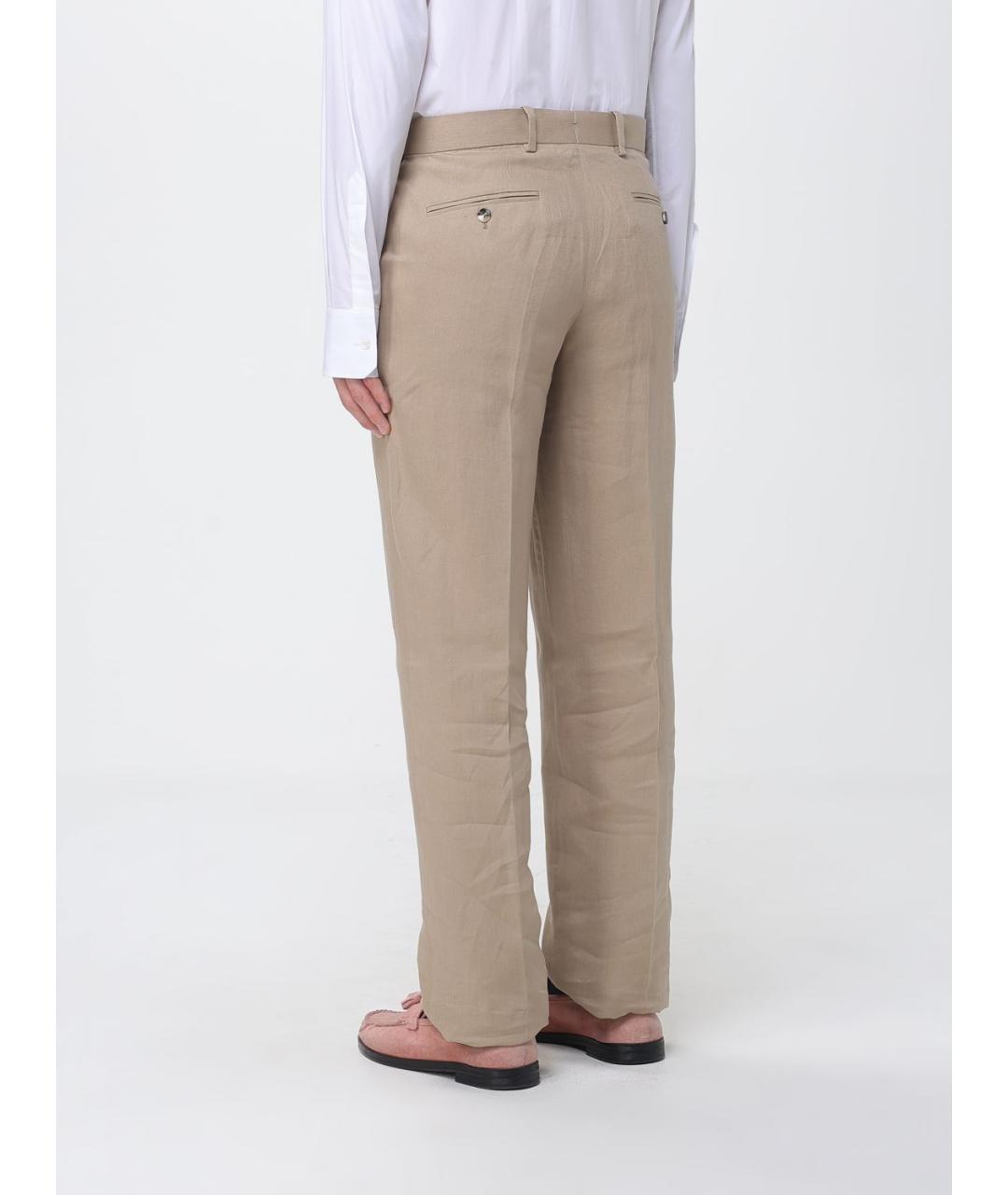 AGNONA Хаки льняные повседневные брюки, фото 2