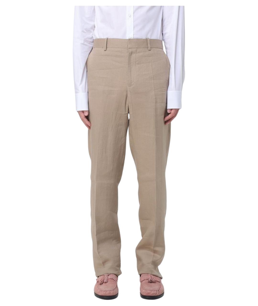 AGNONA Хаки льняные повседневные брюки, фото 1