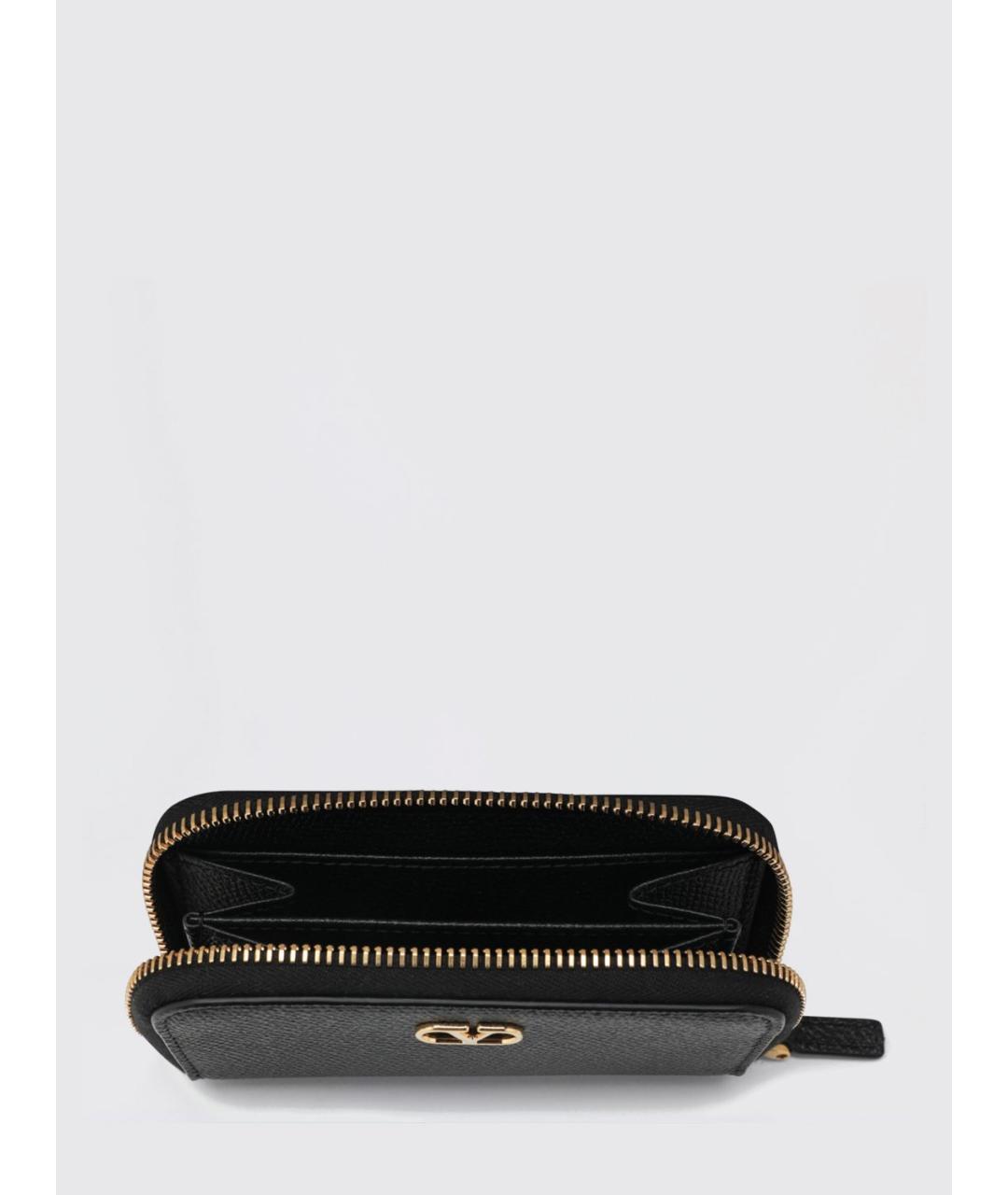 VALENTINO Черный кожаный кошелек, фото 3