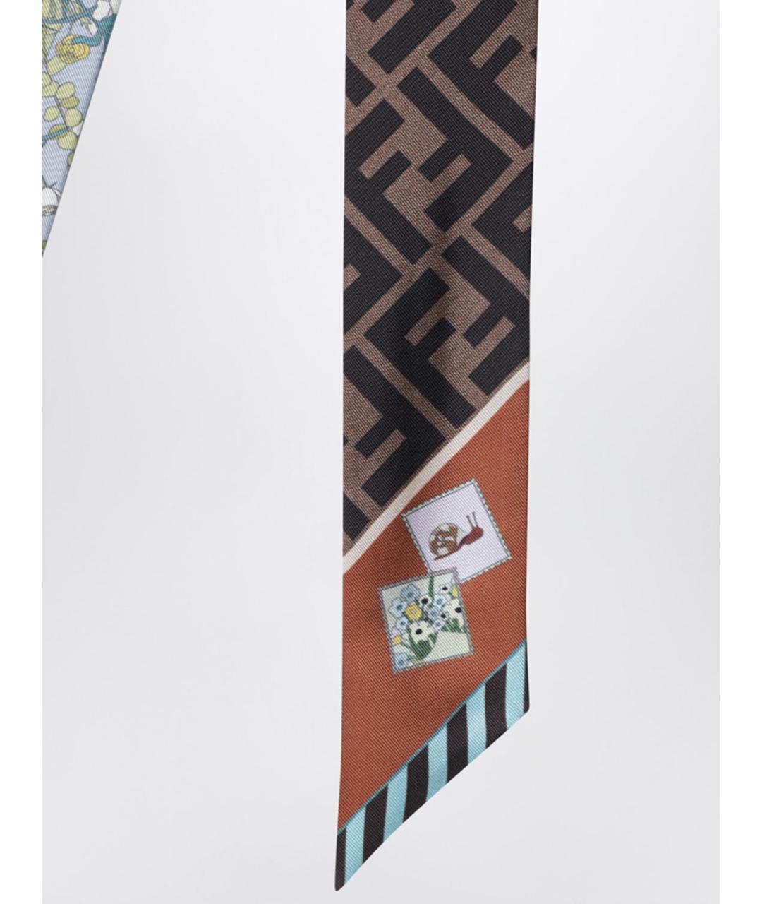 FENDI Голубой шелковый шарф, фото 2