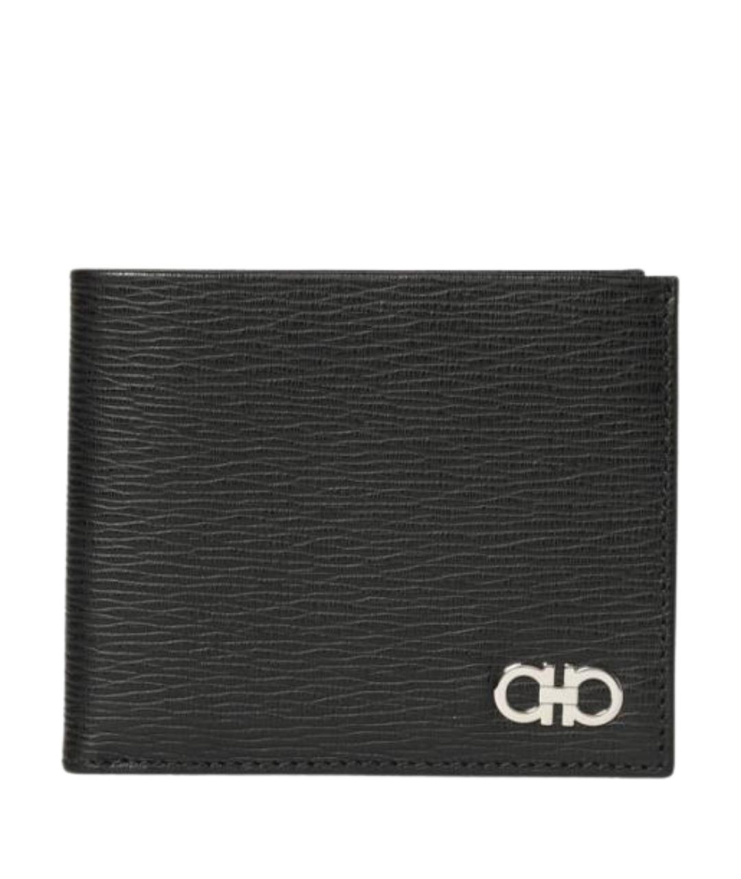 FERRAGAMO Черный кожаный кошелек, фото 1