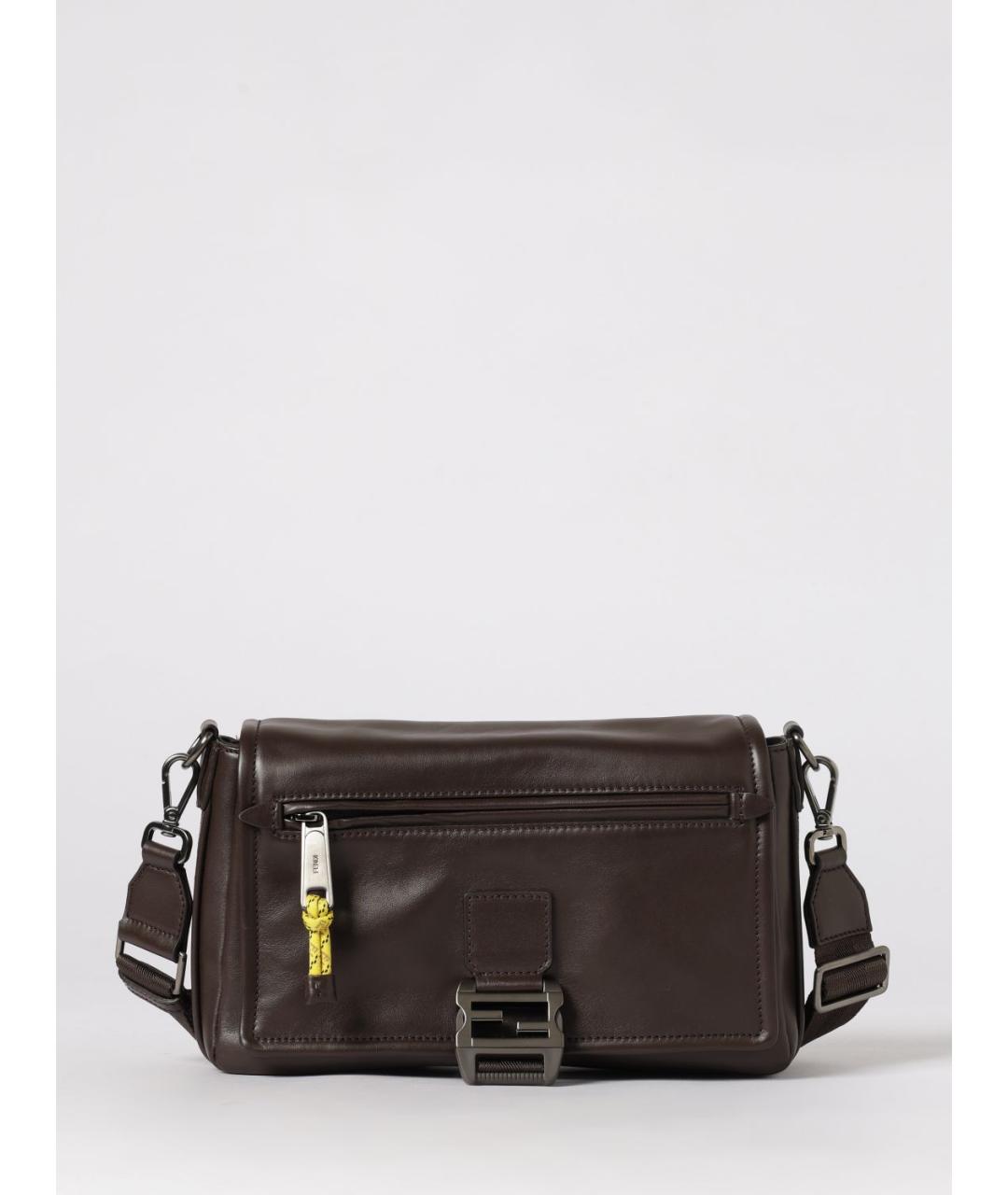 FENDI Коричневая кожаная сумка на плечо, фото 6