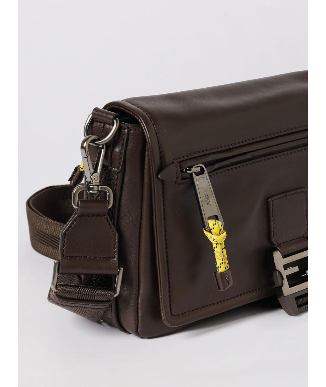 FENDI Коричневая кожаная сумка на плечо, фото 4