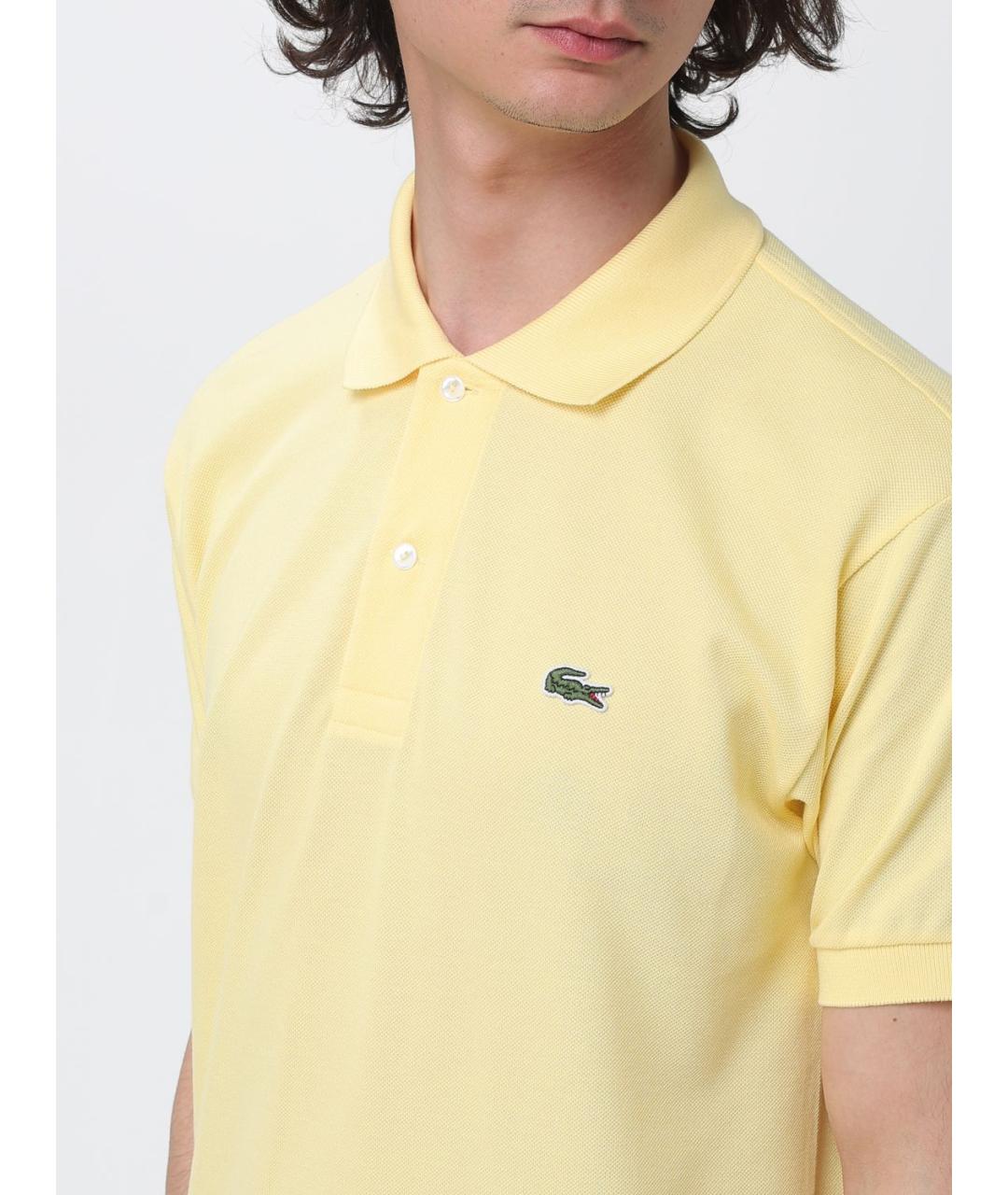 LACOSTE Желтое хлопковое поло с коротким рукавом, фото 3