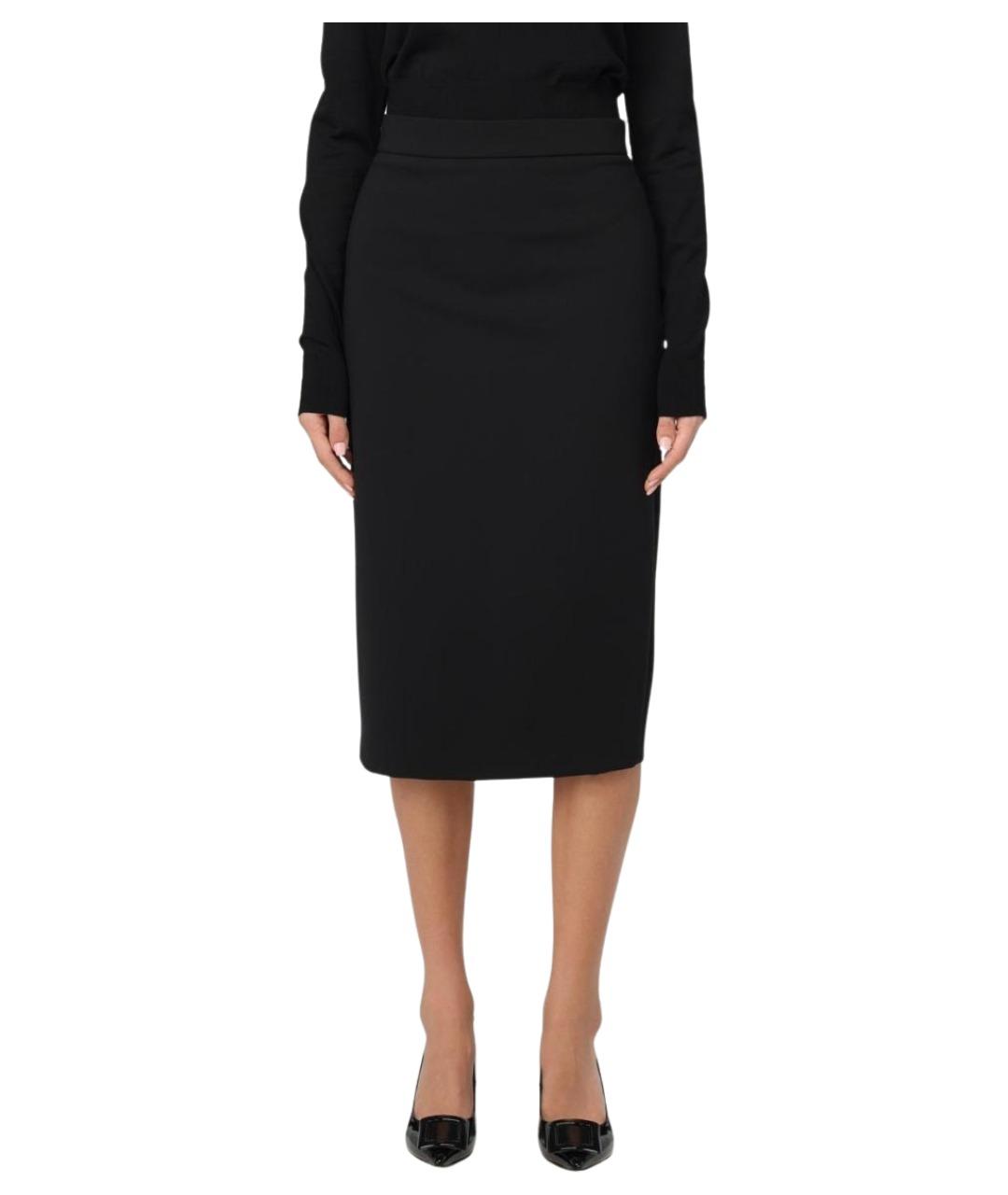 MAX MARA Черная полиэстеровая юбка миди, фото 1