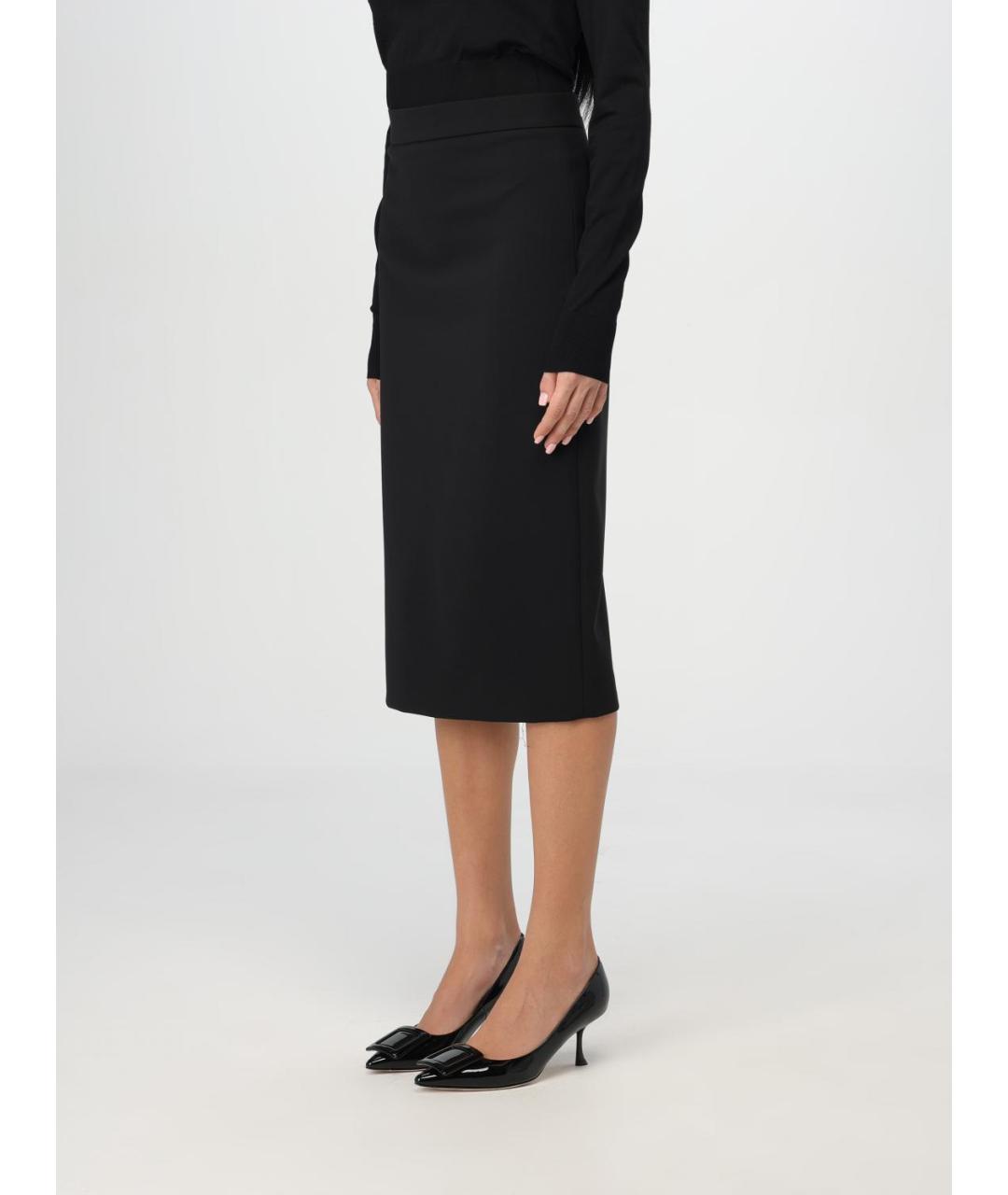 MAX MARA Черная полиэстеровая юбка миди, фото 4