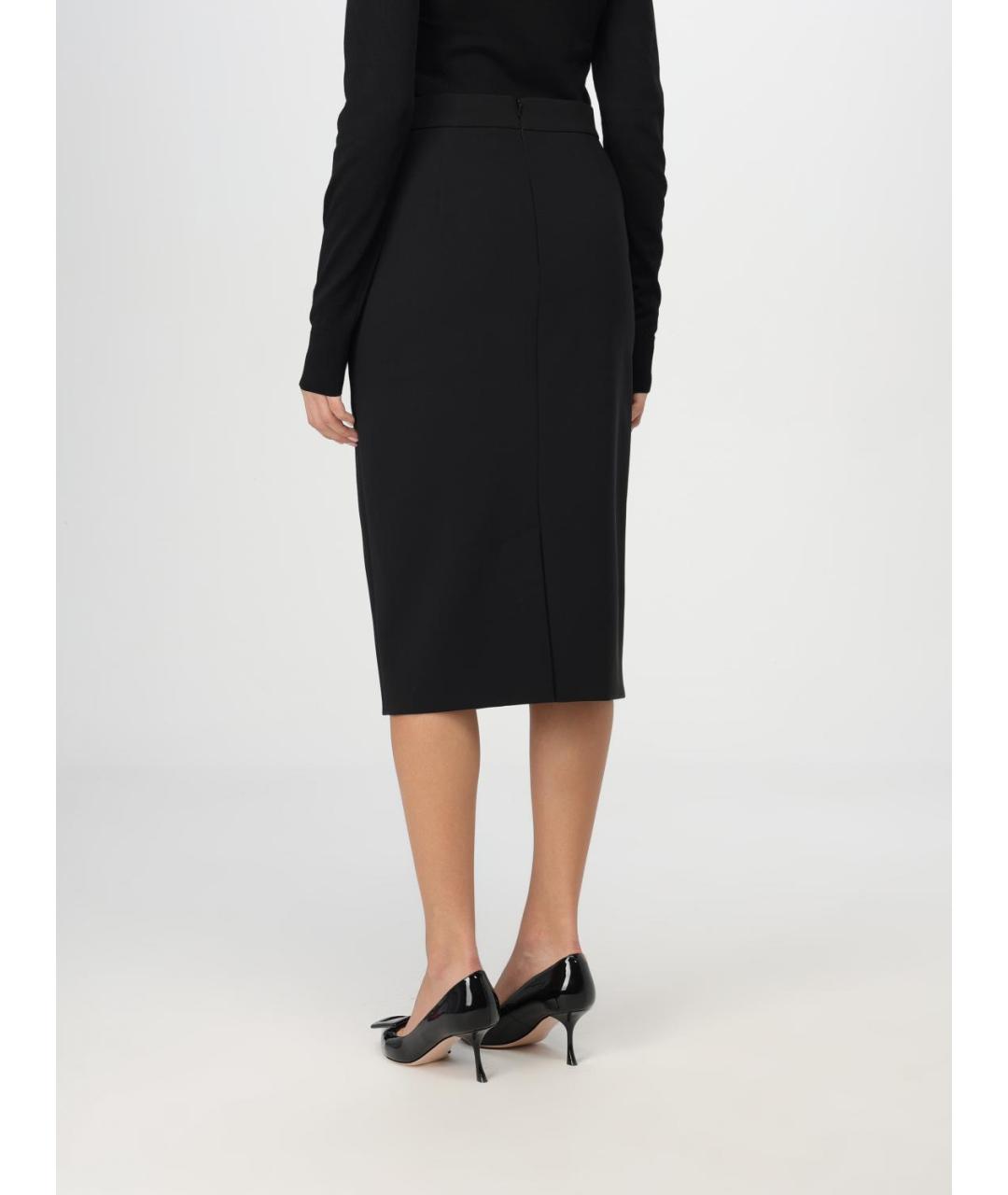 MAX MARA Черная полиэстеровая юбка миди, фото 3