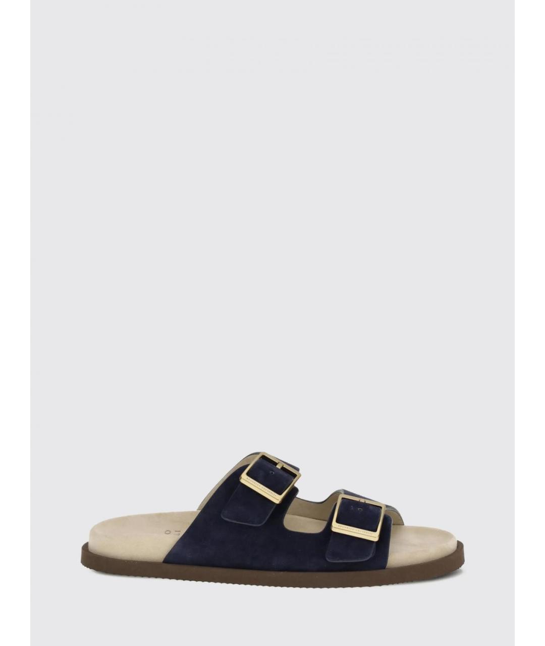 BRUNELLO CUCINELLI Темно-синие замшевые сандалии, фото 5