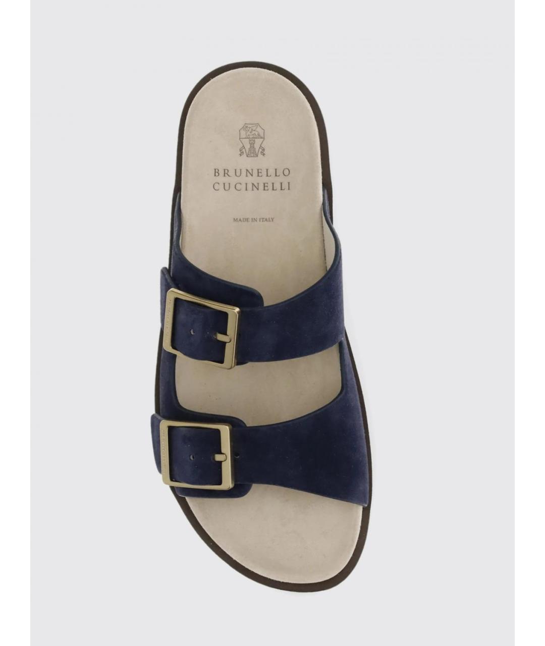 BRUNELLO CUCINELLI Темно-синие замшевые сандалии, фото 4