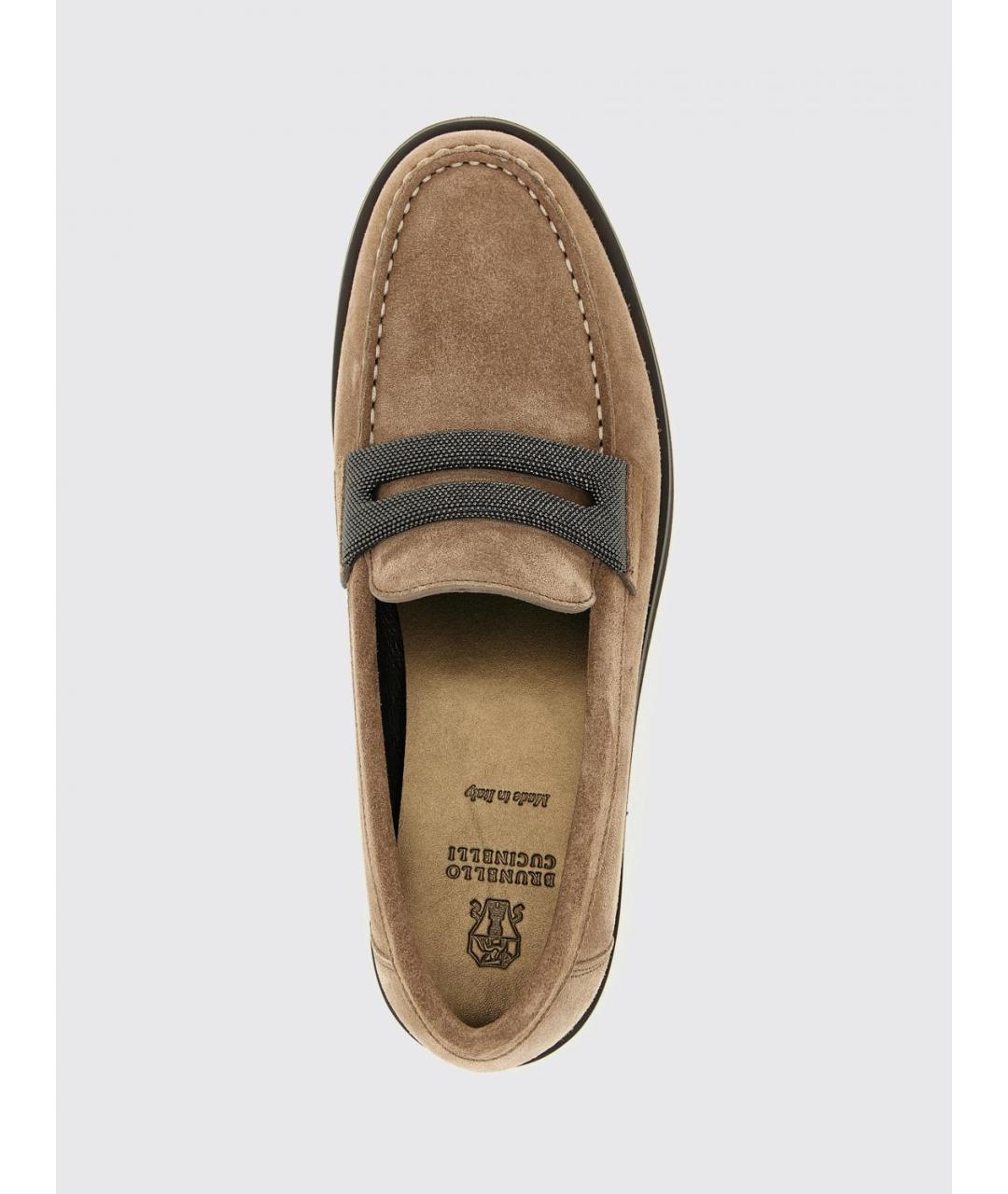 BRUNELLO CUCINELLI Бежевые замшевые лоферы, фото 4