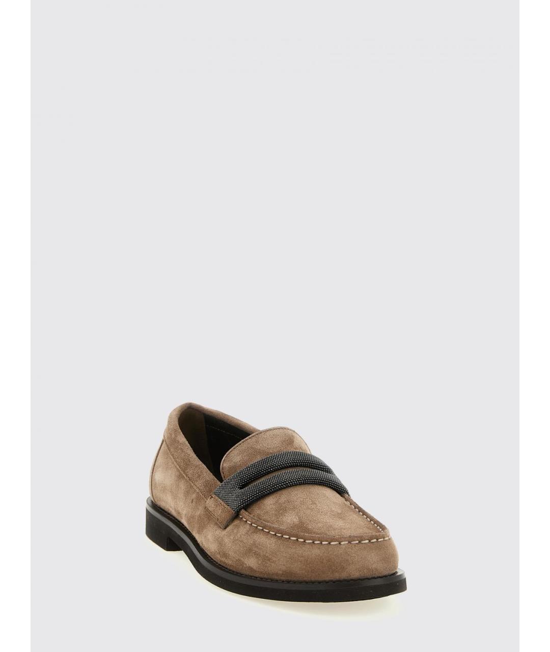 BRUNELLO CUCINELLI Бежевые замшевые лоферы, фото 2