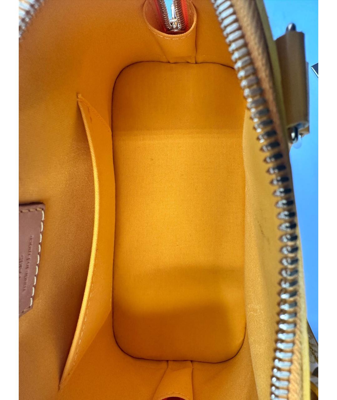 LOUIS VUITTON Желтая сумка с короткими ручками из лакированной кожи, фото 7