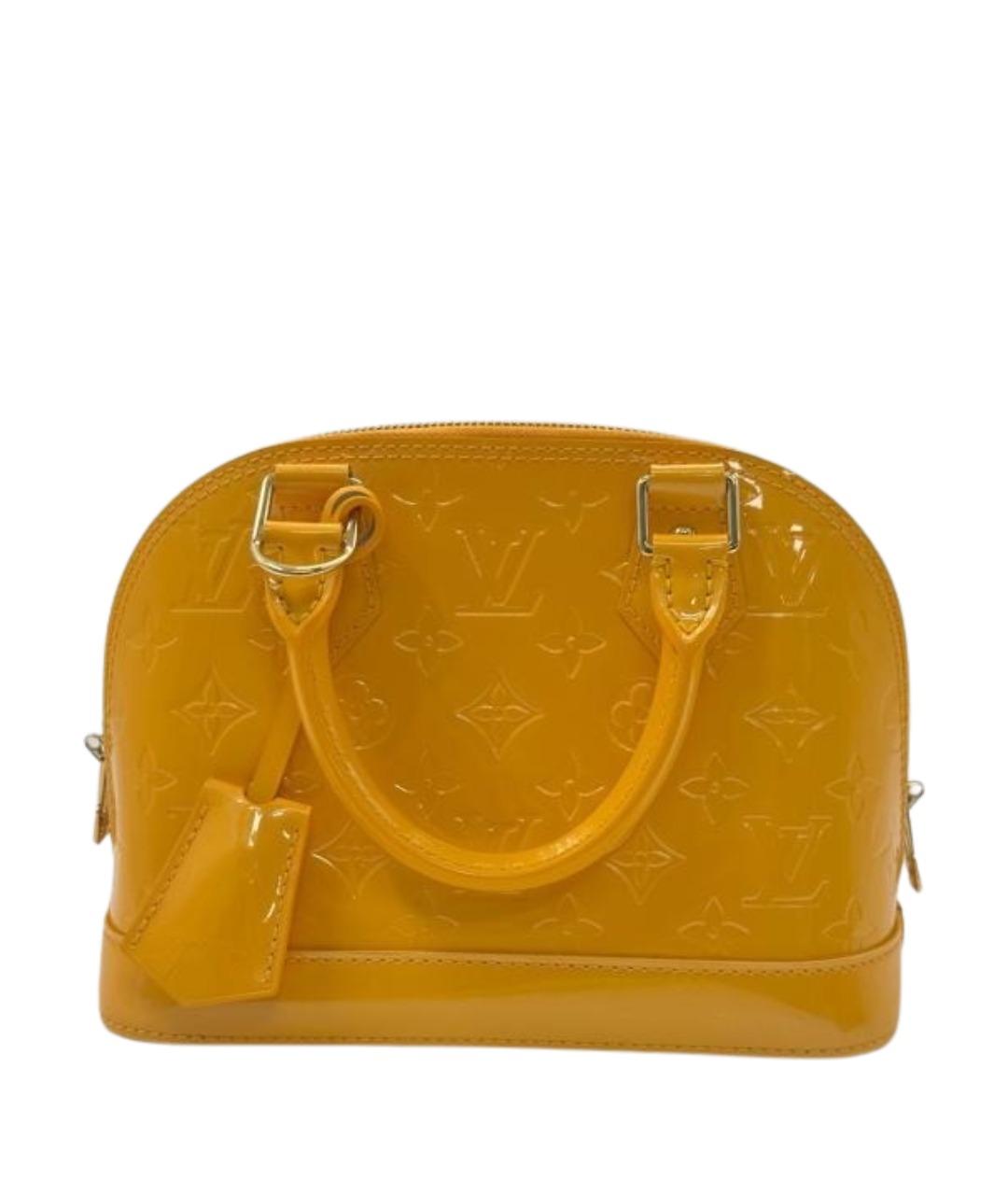 LOUIS VUITTON Желтая сумка с короткими ручками из лакированной кожи, фото 1