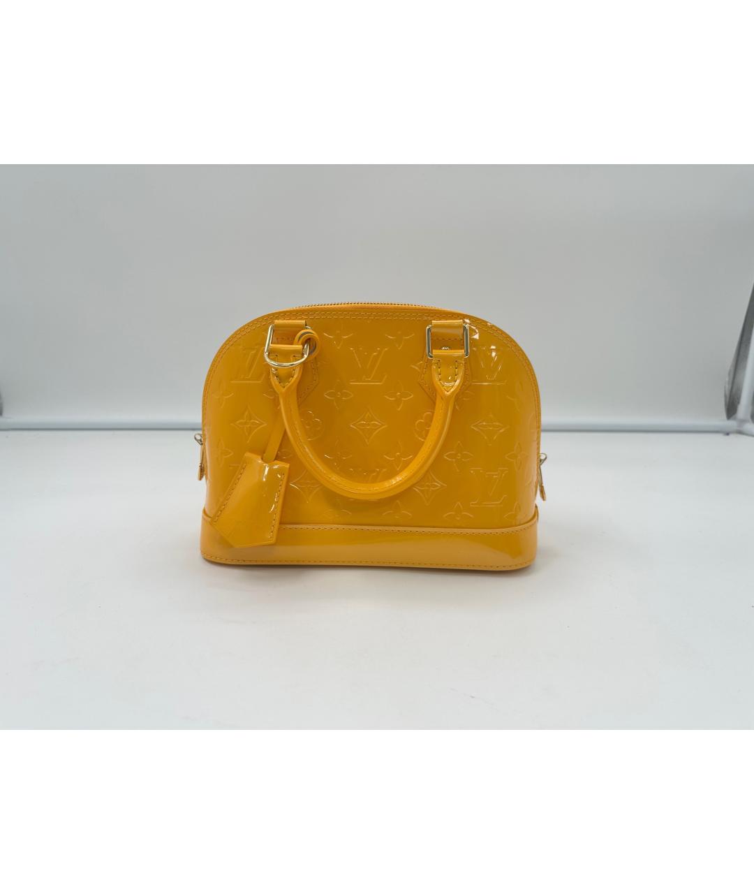 LOUIS VUITTON Желтая сумка с короткими ручками из лакированной кожи, фото 8