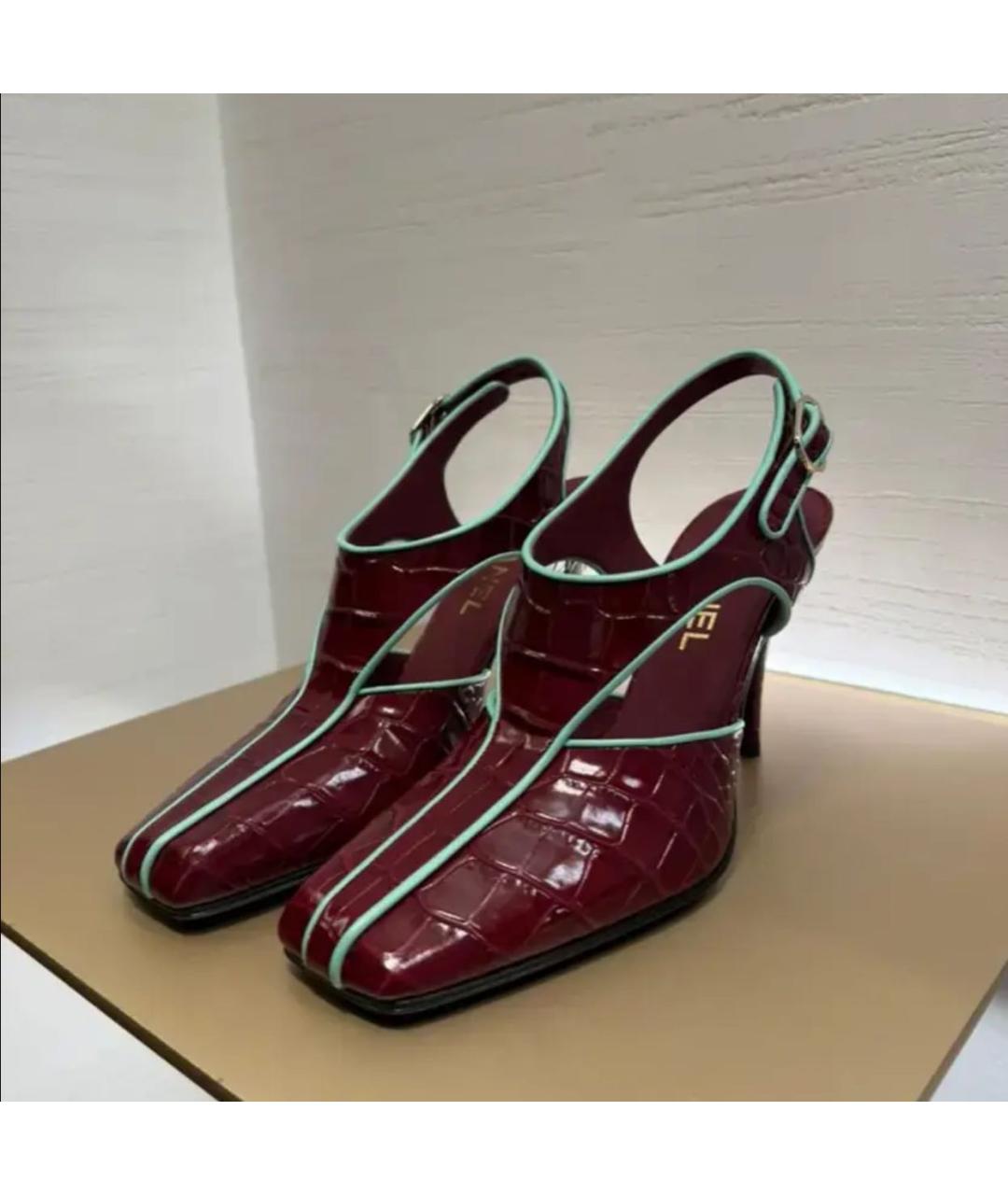 CHANEL Бордовые туфли из лакированной кожи, фото 5