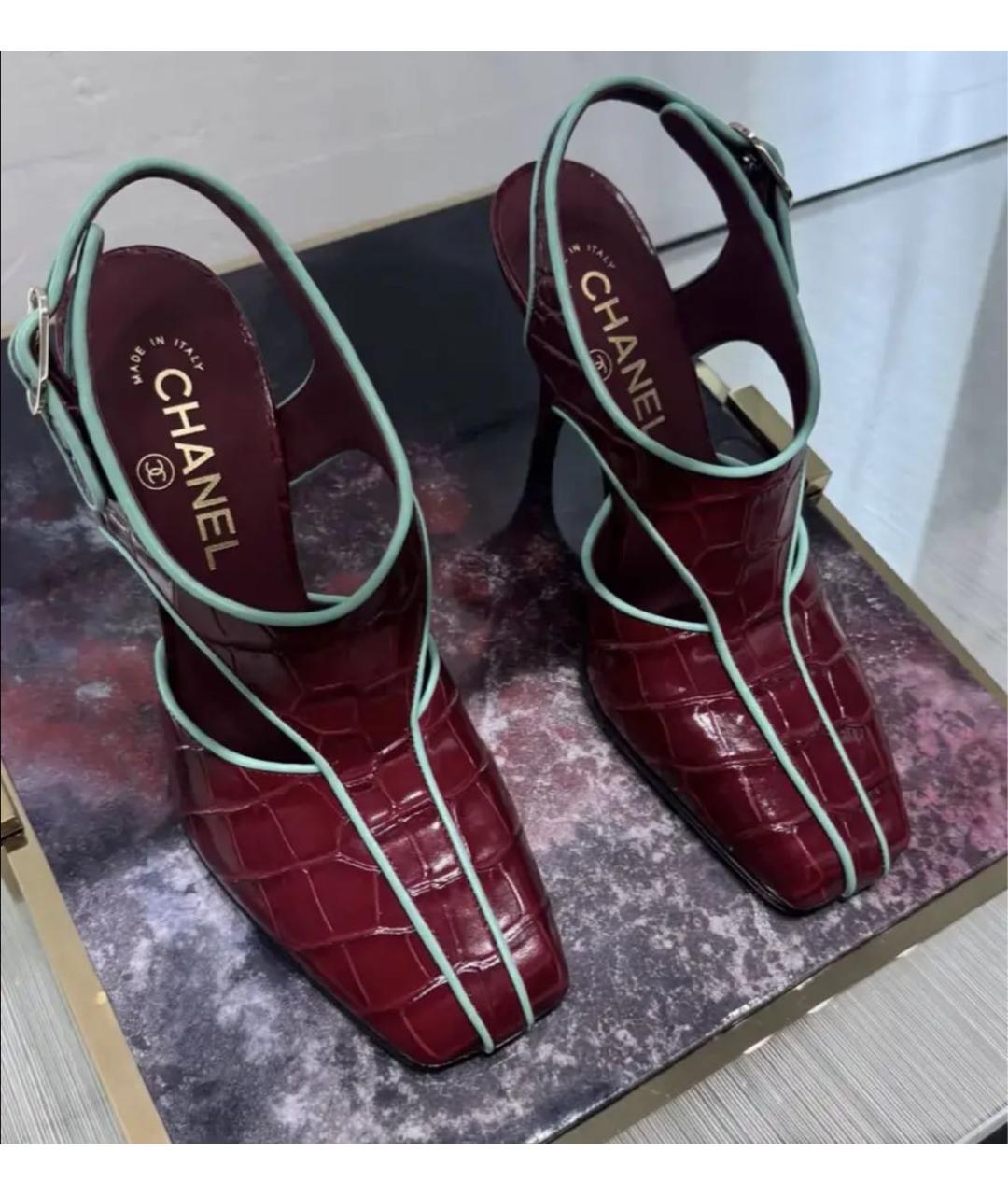 CHANEL Бордовые туфли из лакированной кожи, фото 4