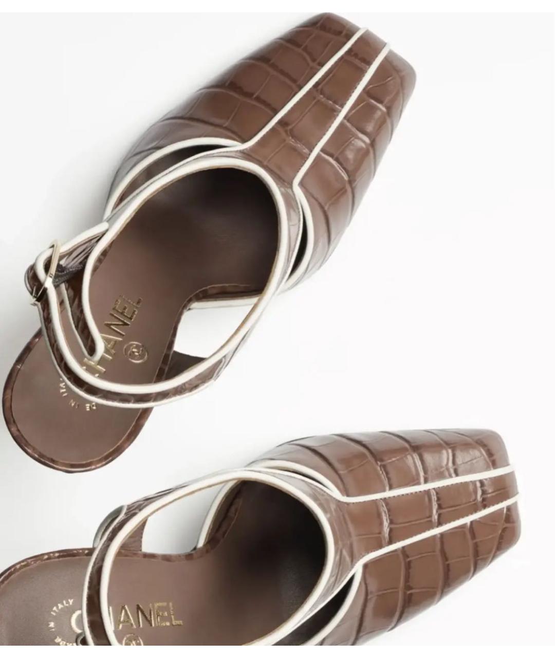 CHANEL Коричневые туфли из лакированной кожи, фото 2