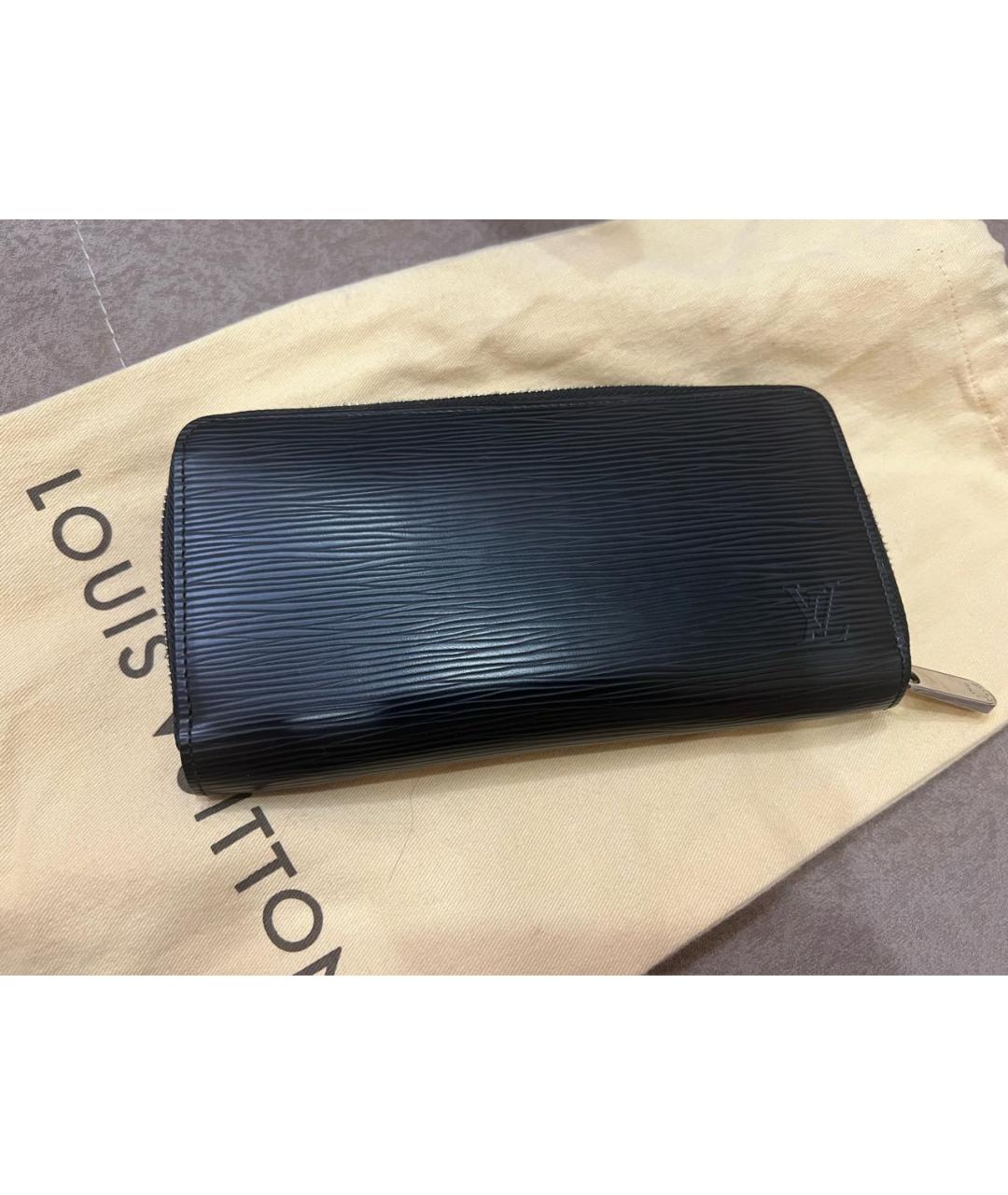 LOUIS VUITTON Черный кожаный кошелек, фото 4