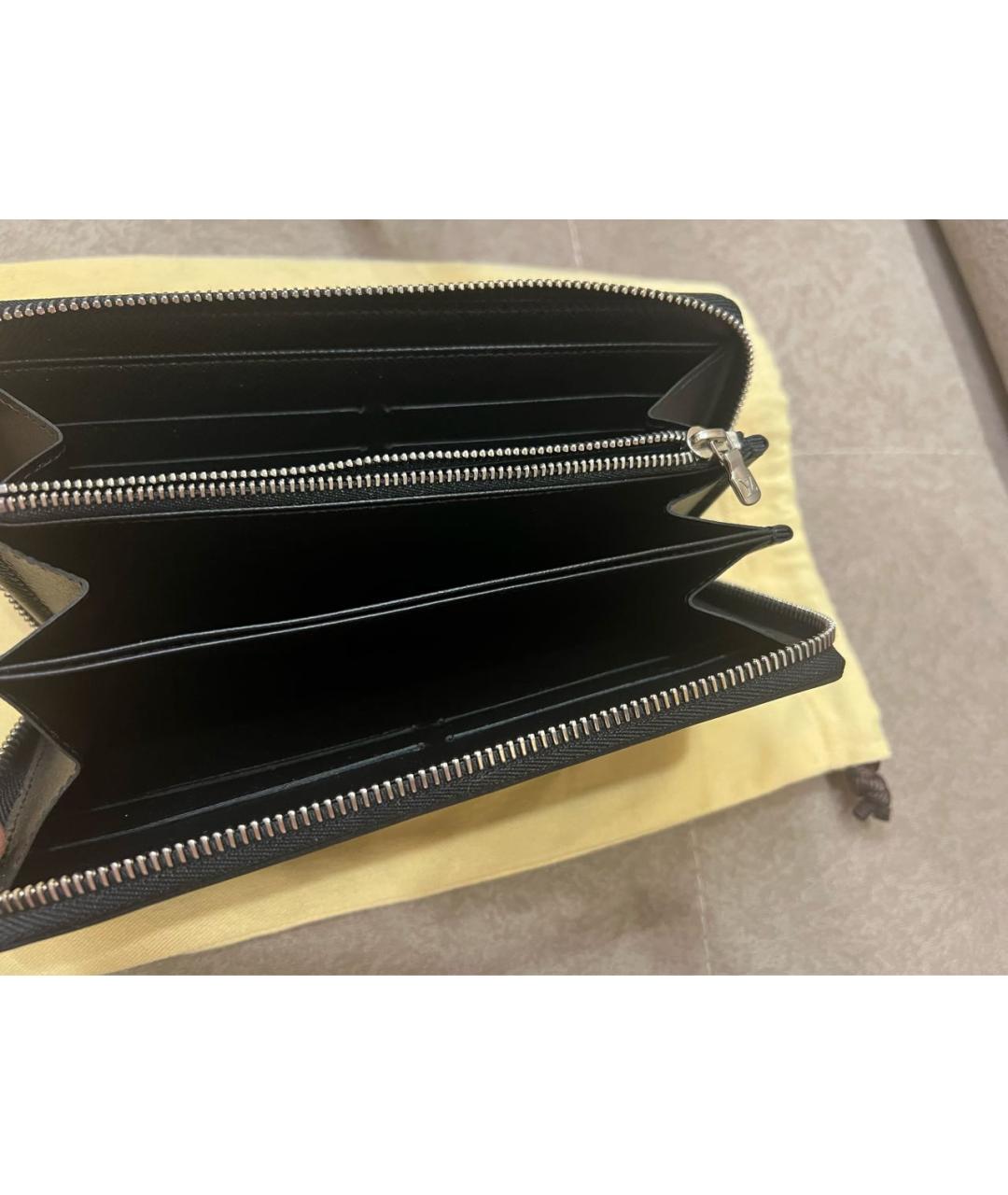 LOUIS VUITTON Черный кожаный кошелек, фото 3