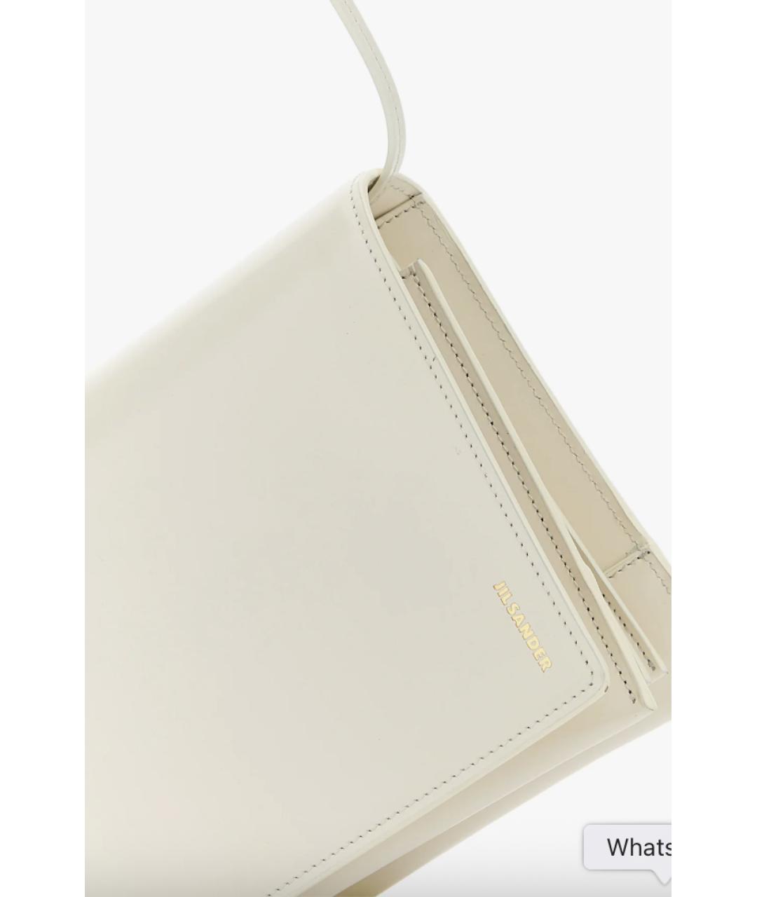 JIL SANDER Белая кожаная сумка через плечо, фото 4