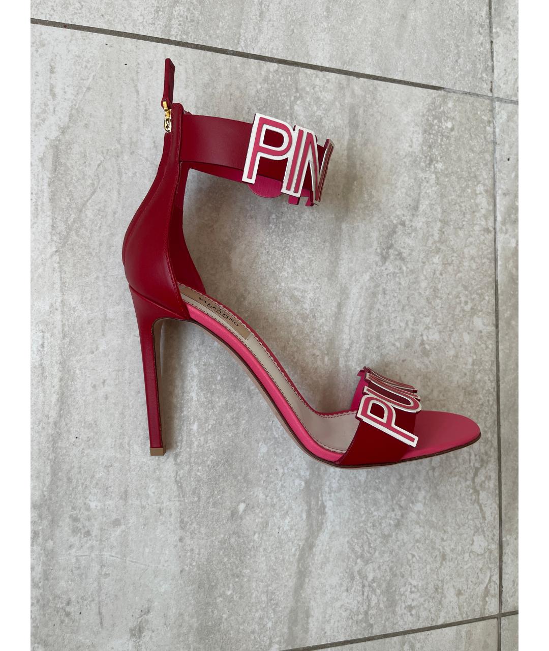VALENTINO Розовые кожаные босоножки, фото 6