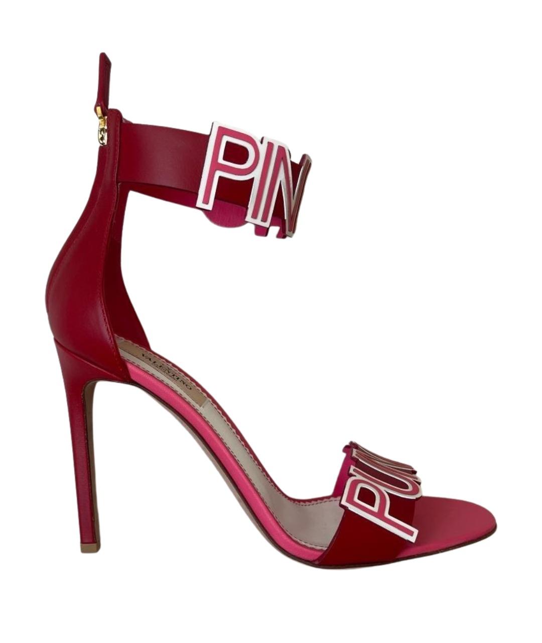 VALENTINO Розовые кожаные босоножки, фото 1