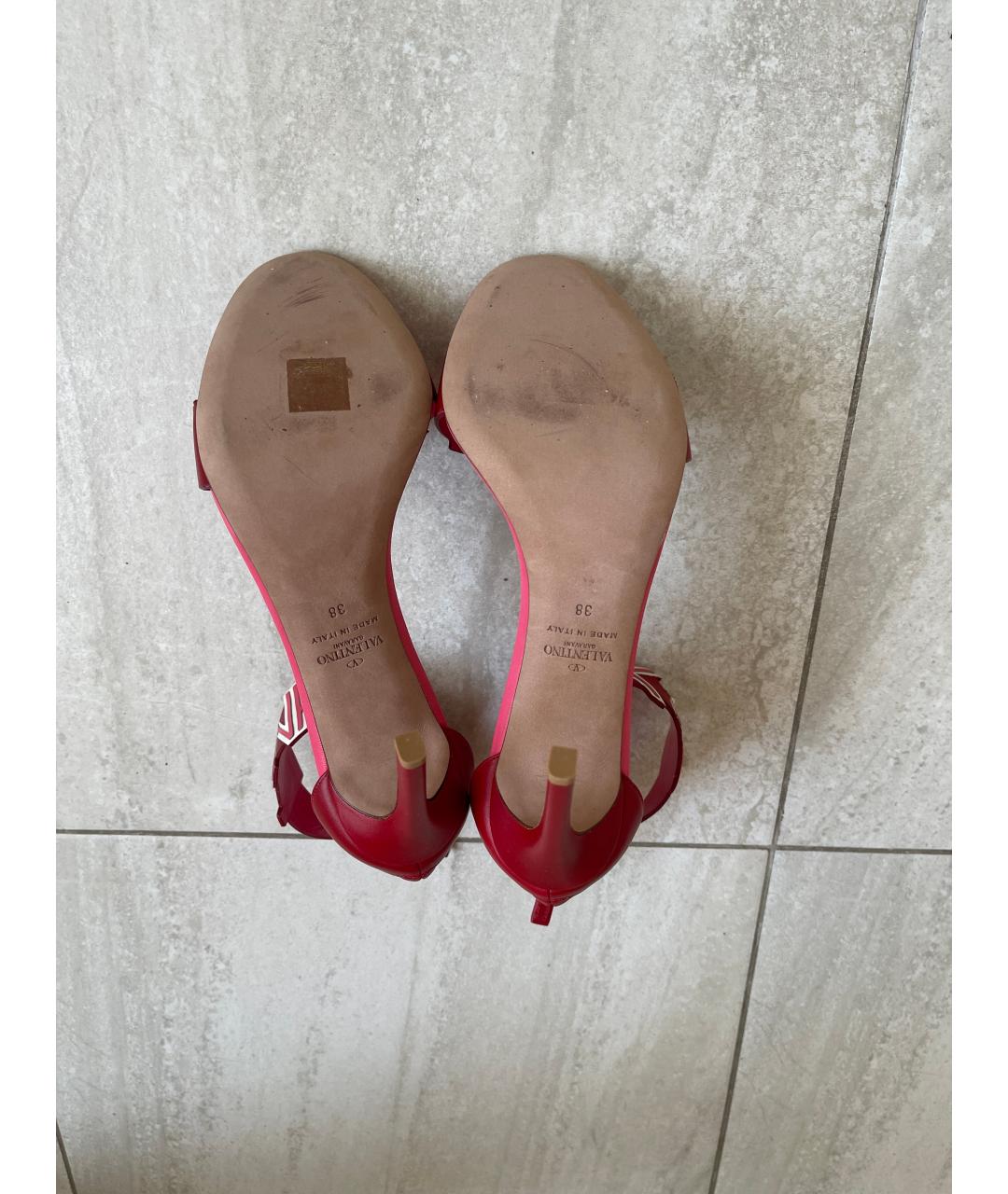 VALENTINO Розовые кожаные босоножки, фото 5