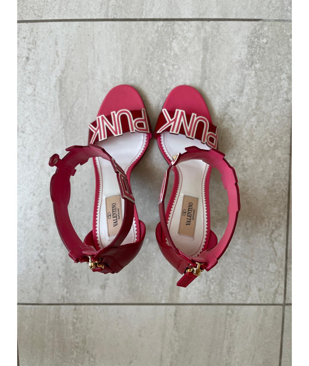 VALENTINO Розовые кожаные босоножки, фото 3