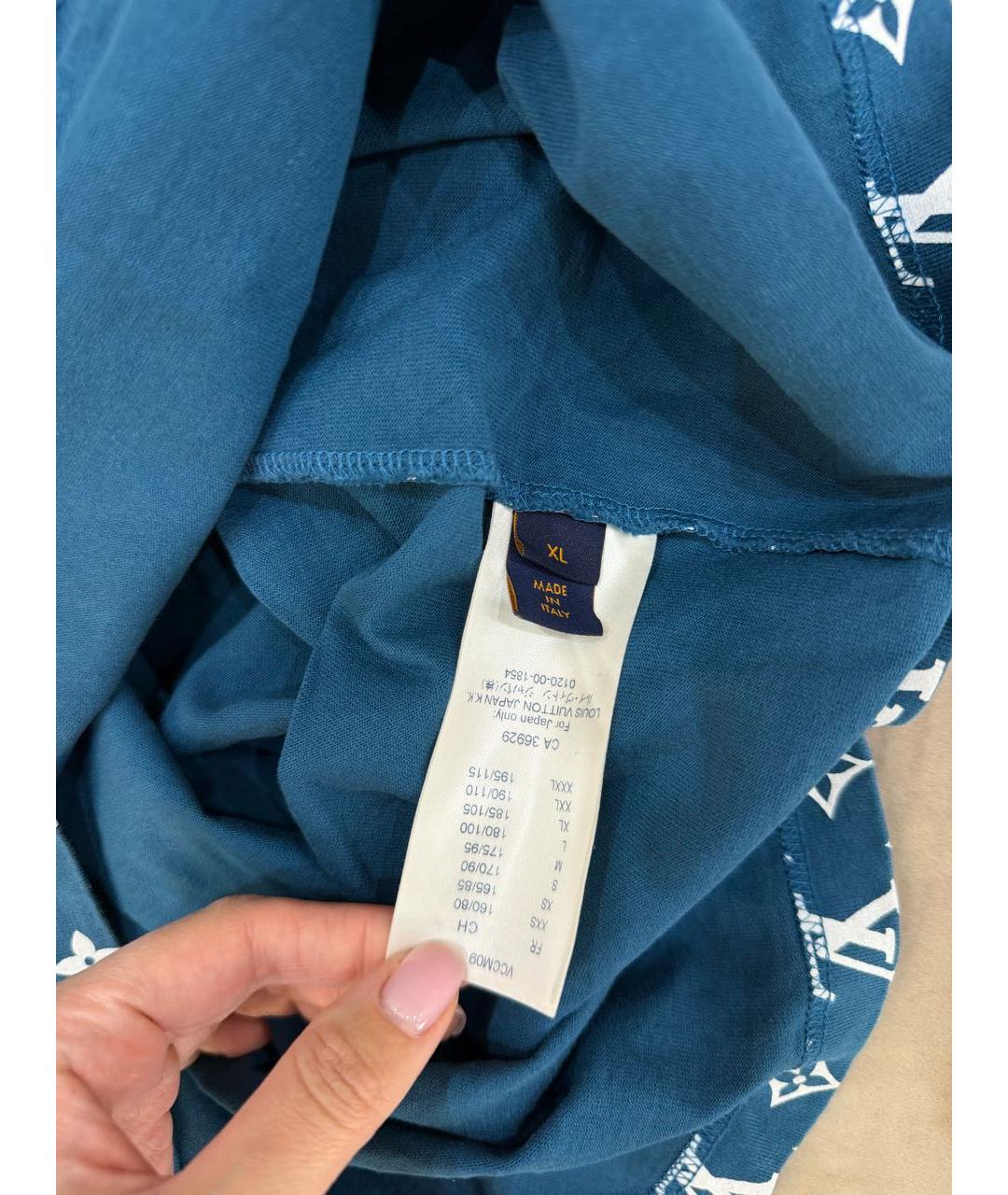 LOUIS VUITTON Голубая хлопковая футболка, фото 2