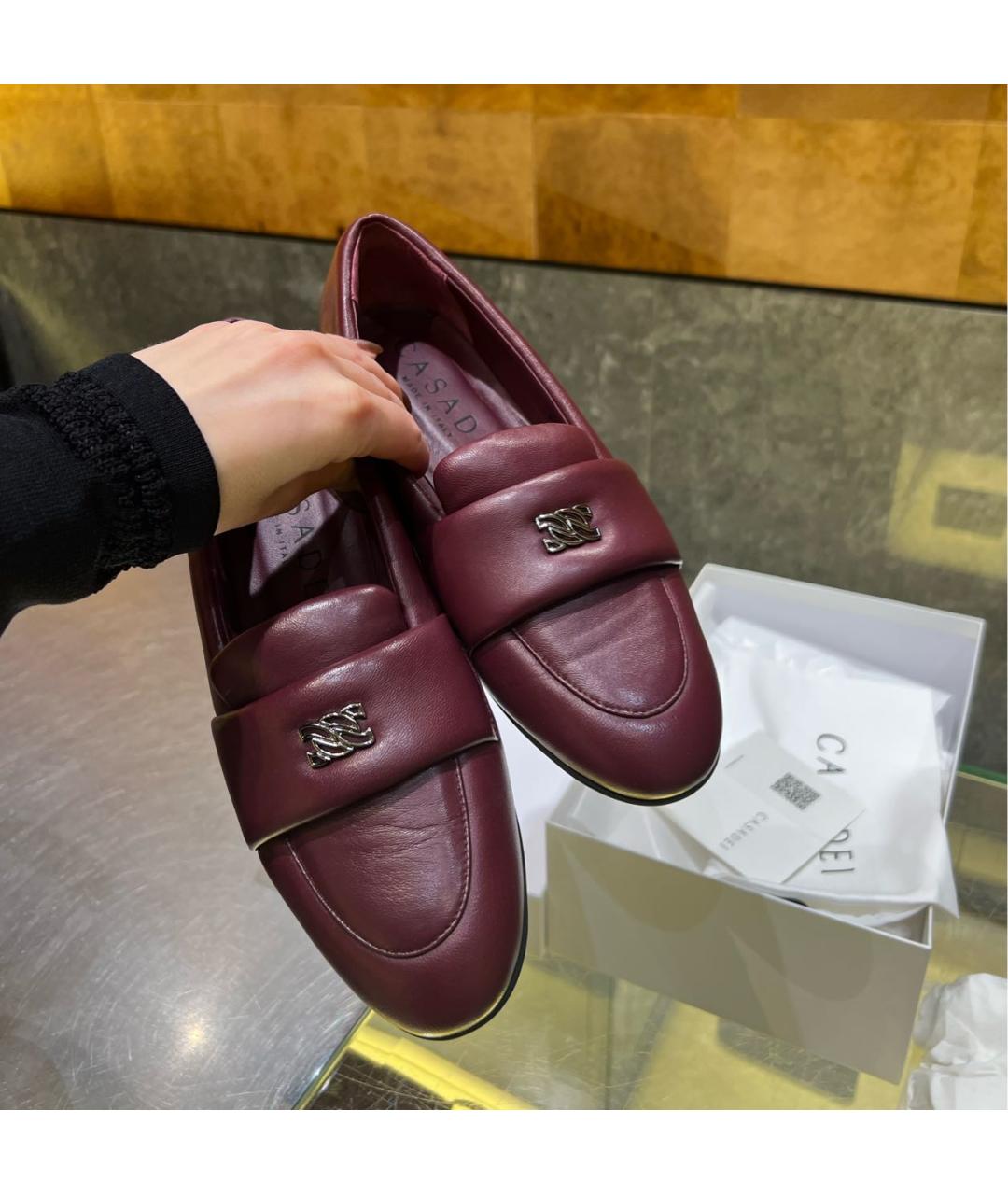 CASADEI Бордовые кожаные лоферы, фото 3