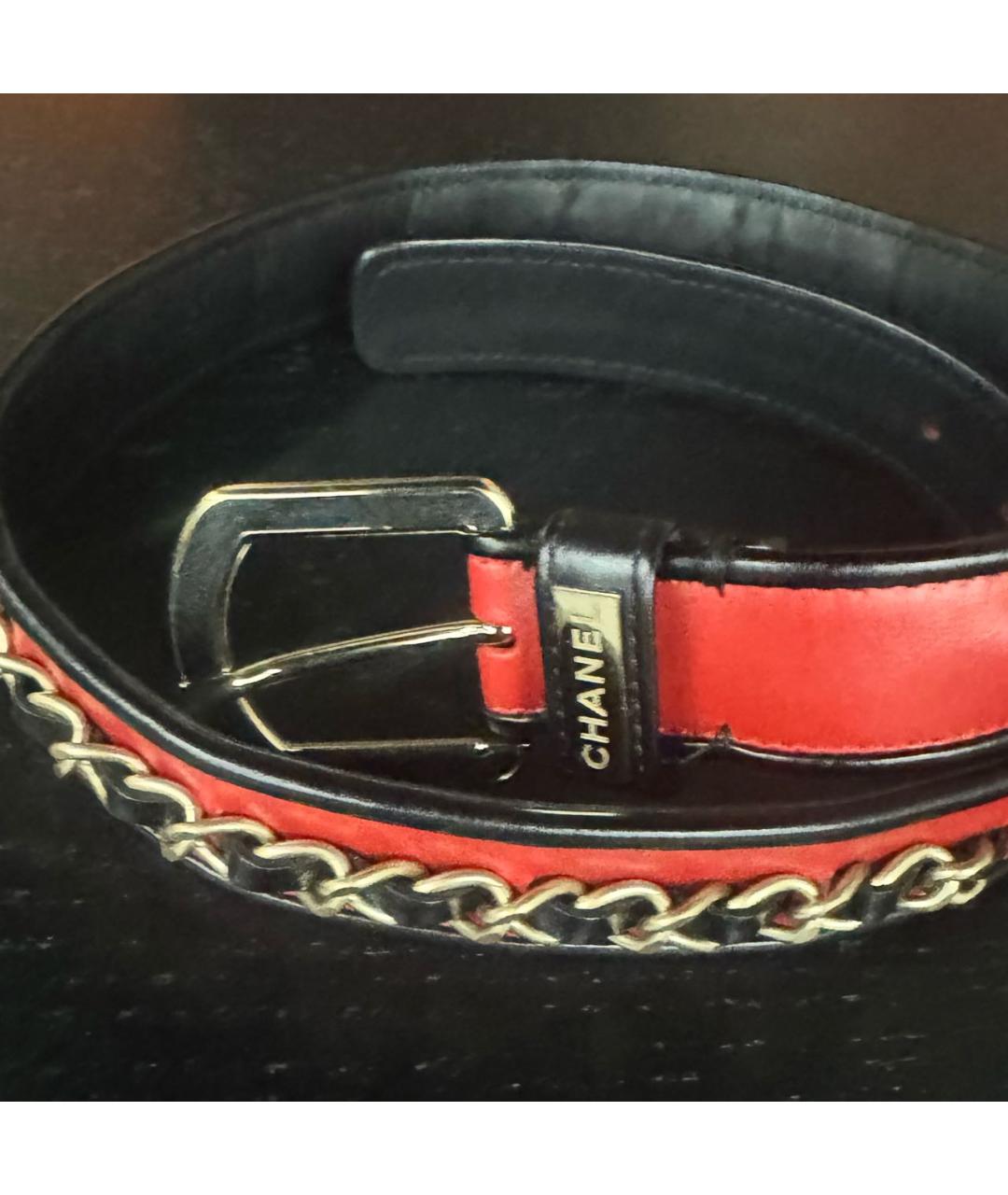 CHANEL Красный кожаный ремень, фото 3