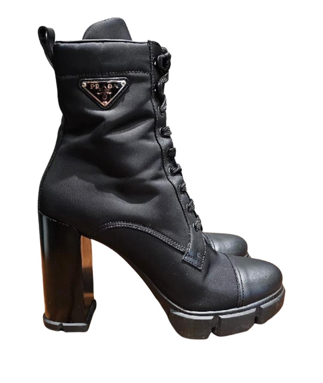 PRADA Черные кожаные ботинки, фото 1