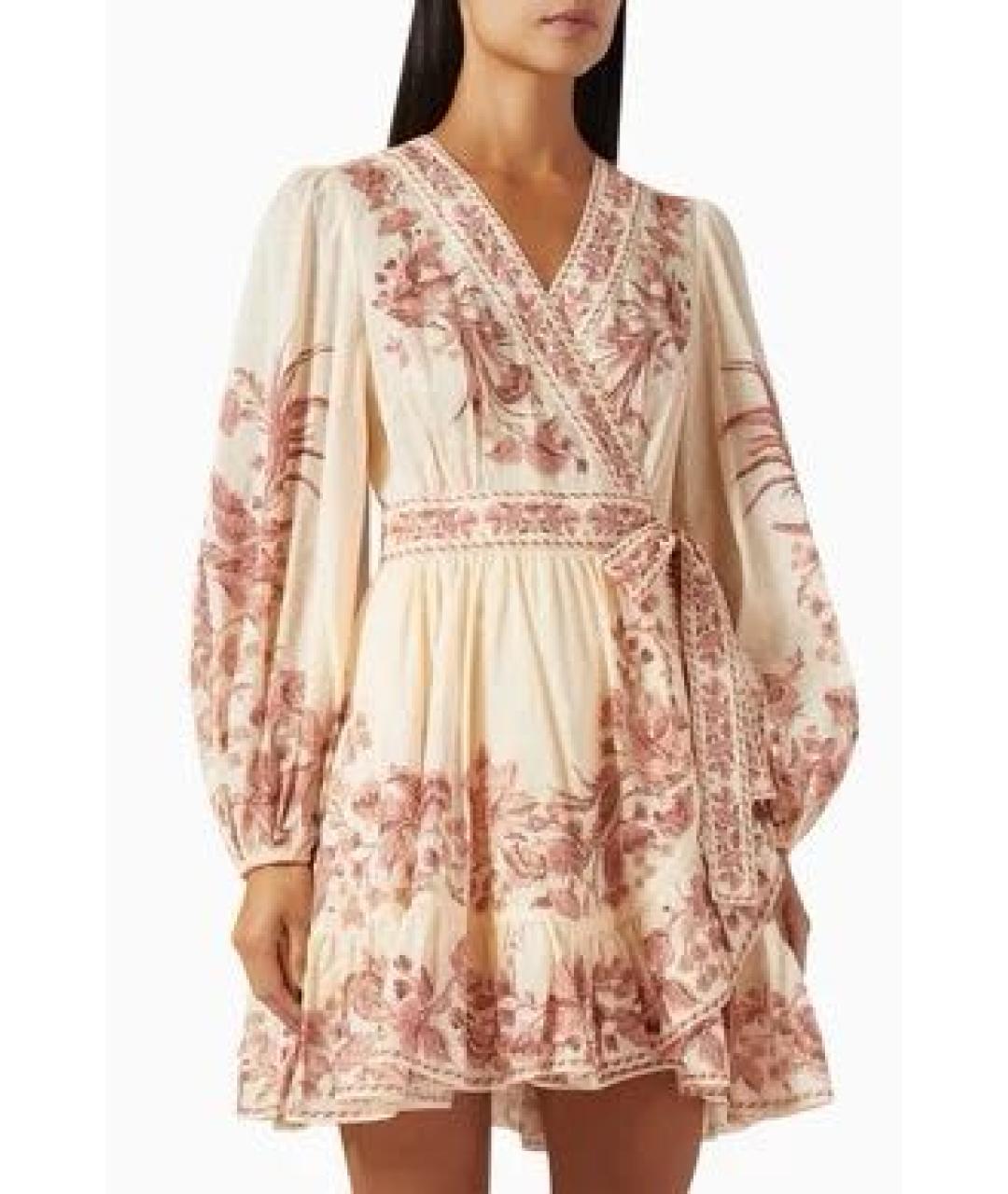 ZIMMERMANN Бежевое хлопковое повседневное платье, фото 3