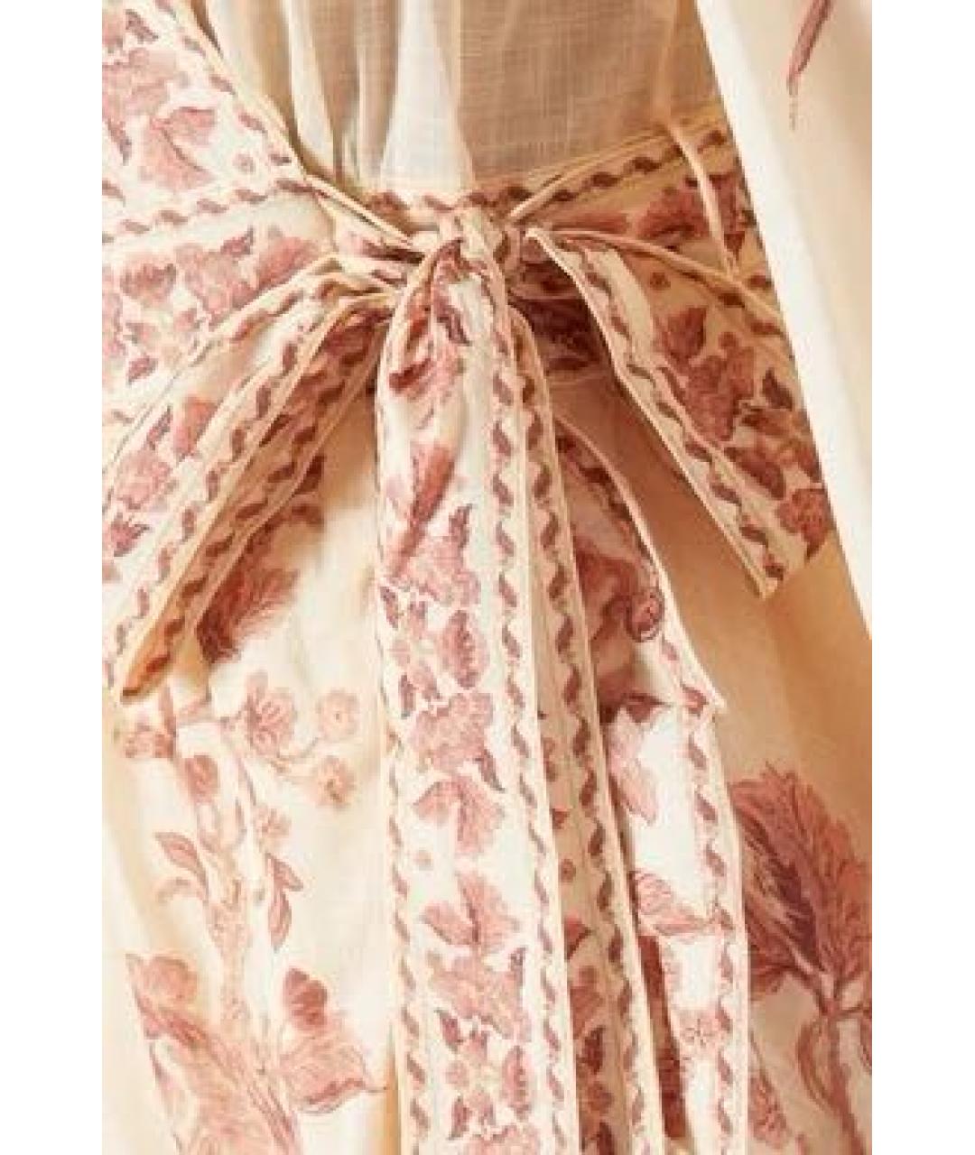 ZIMMERMANN Бежевое хлопковое повседневное платье, фото 4