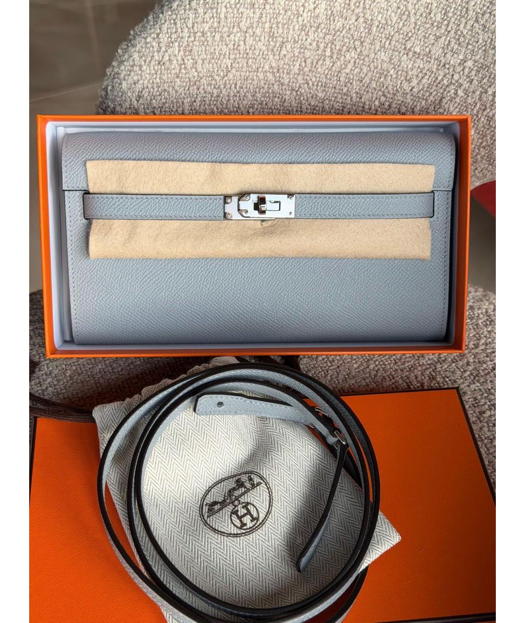 HERMES Серая кожаная сумка через плечо, фото 6