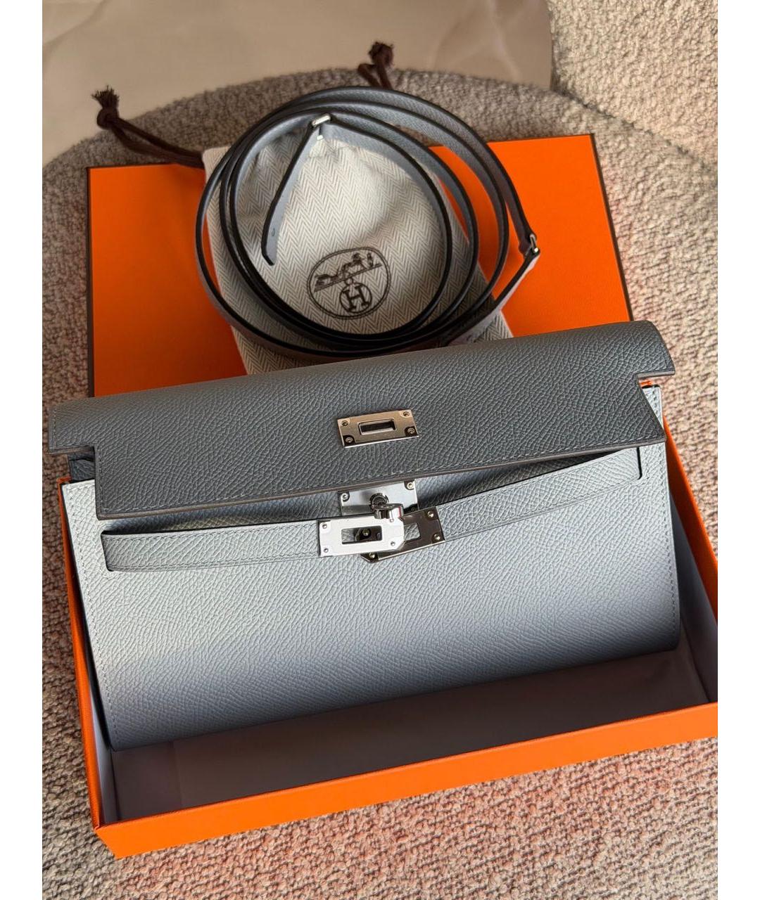 HERMES Серая кожаная сумка через плечо, фото 2