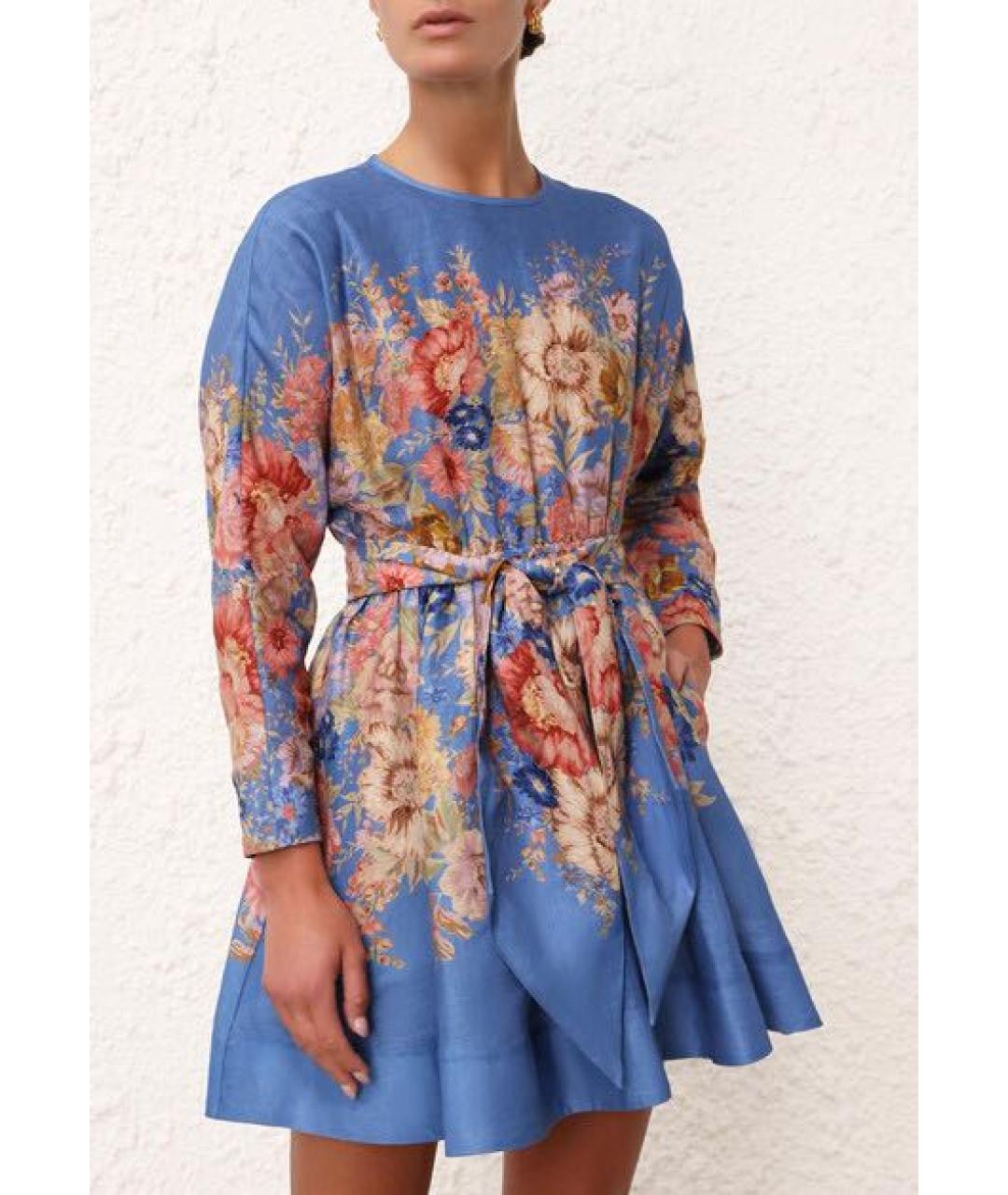 ZIMMERMANN Голубое льняное повседневное платье, фото 3