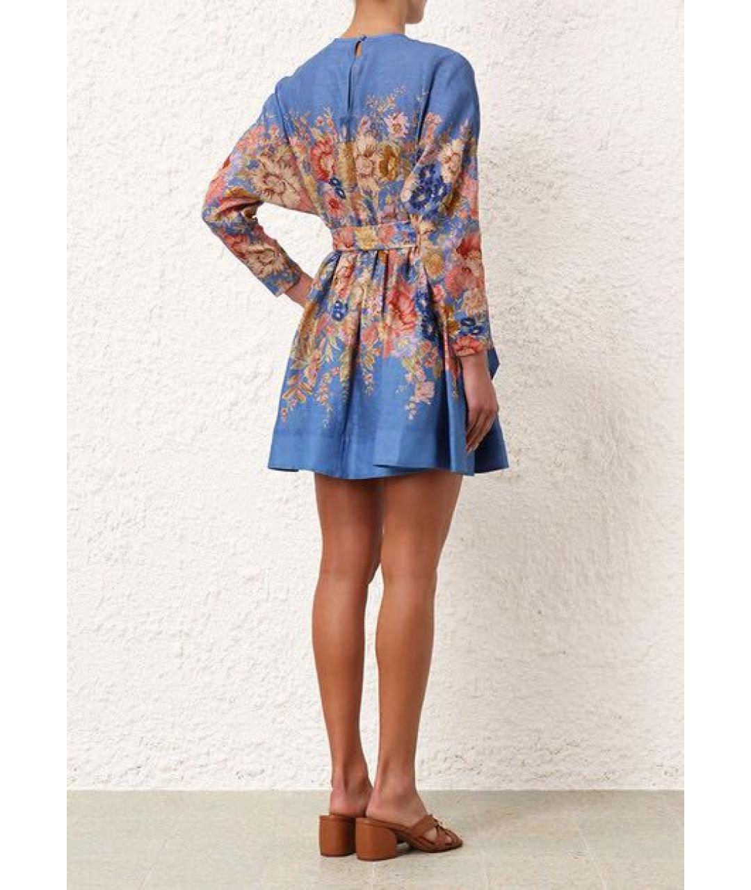 ZIMMERMANN Голубое льняное повседневное платье, фото 2