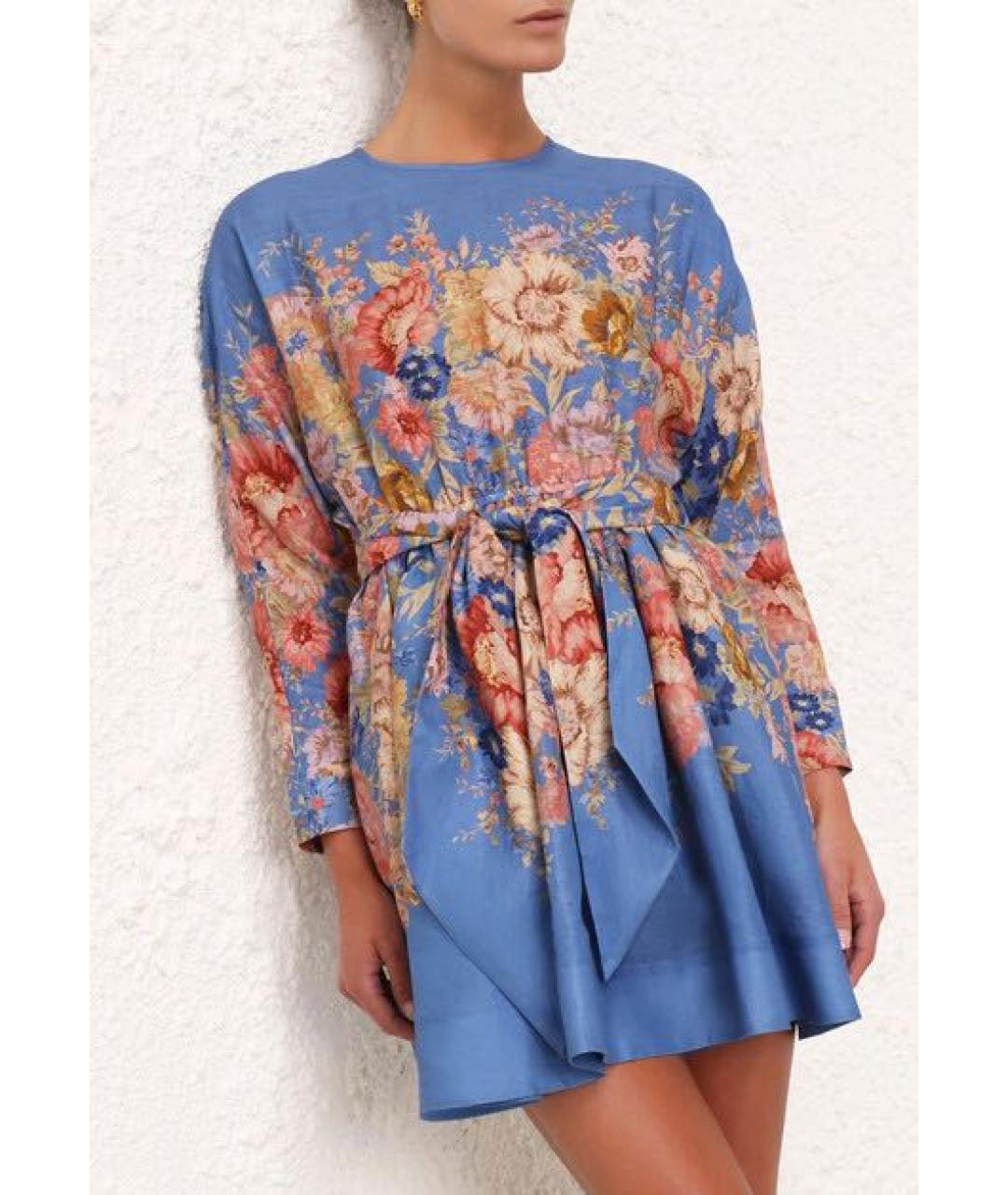 ZIMMERMANN Голубое льняное повседневное платье, фото 6