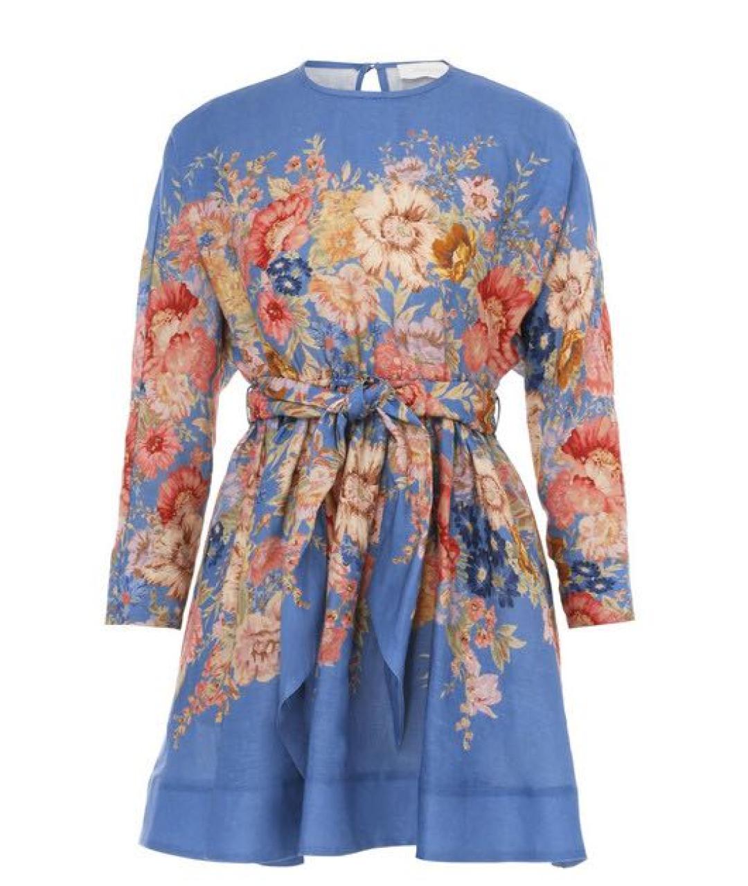 ZIMMERMANN Голубое льняное повседневное платье, фото 1