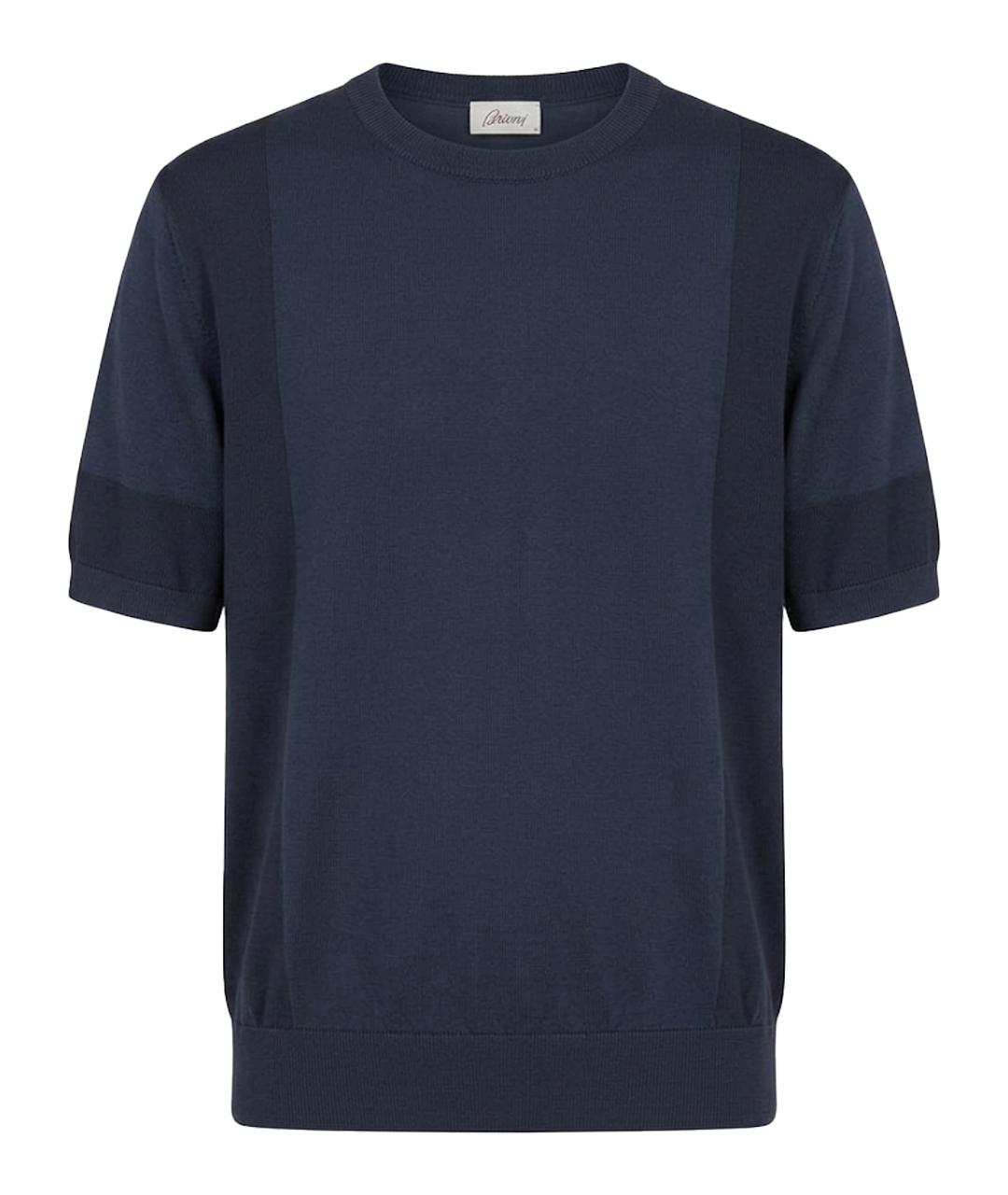 BRIONI Темно-синее поло с коротким рукавом, фото 1