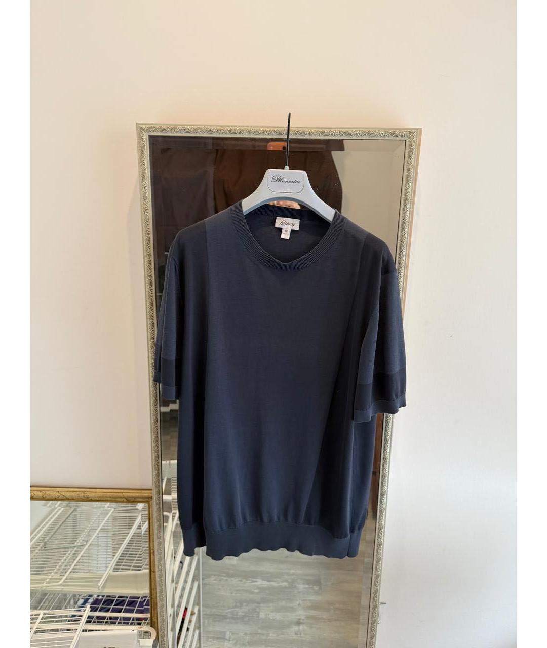 BRIONI Темно-синее поло с коротким рукавом, фото 4