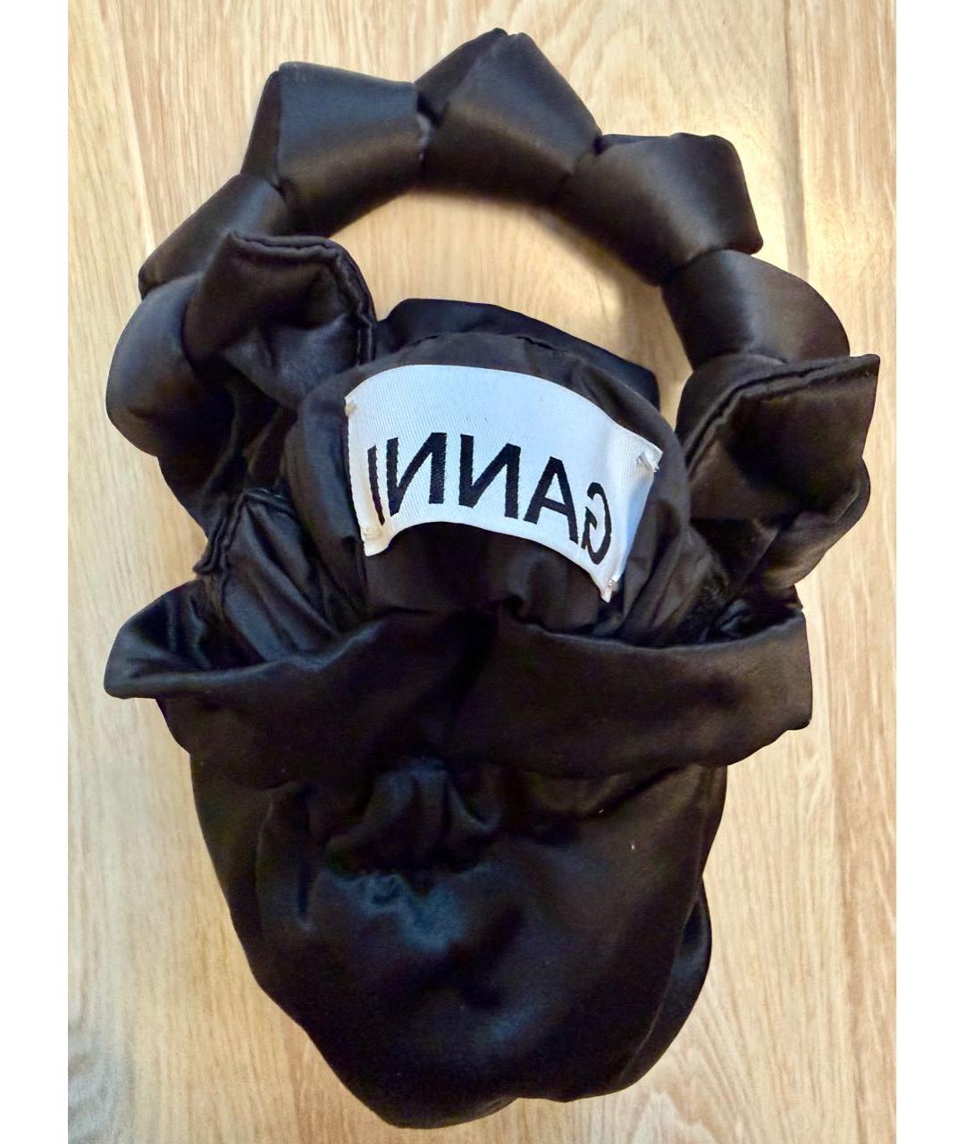 GANNI Черная шелковая сумка с короткими ручками, фото 4