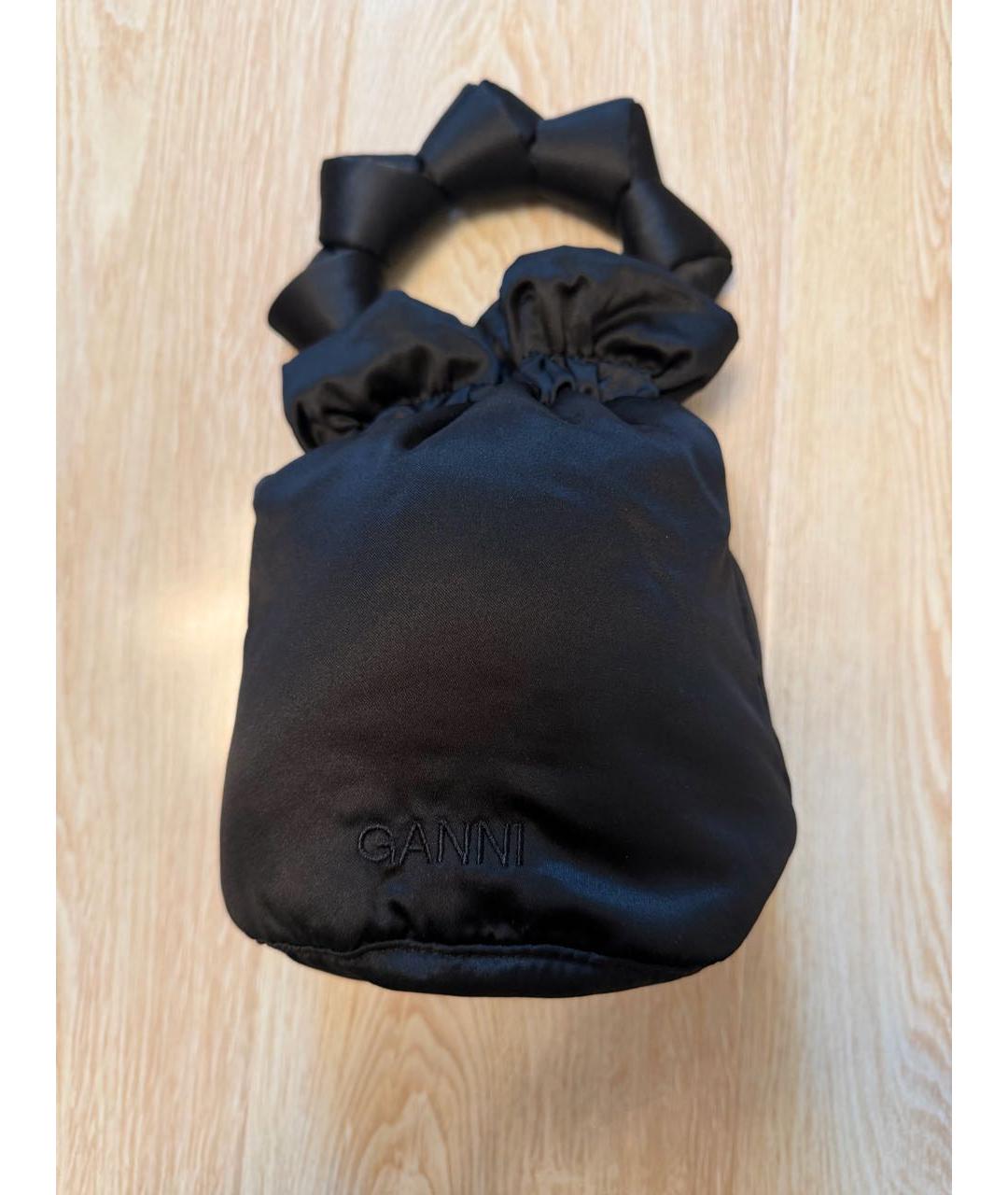 GANNI Черная шелковая сумка с короткими ручками, фото 2