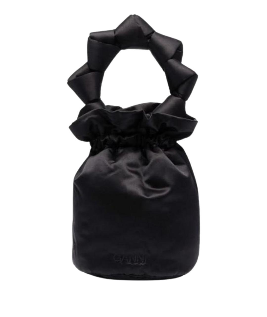 GANNI Черная шелковая сумка с короткими ручками, фото 1