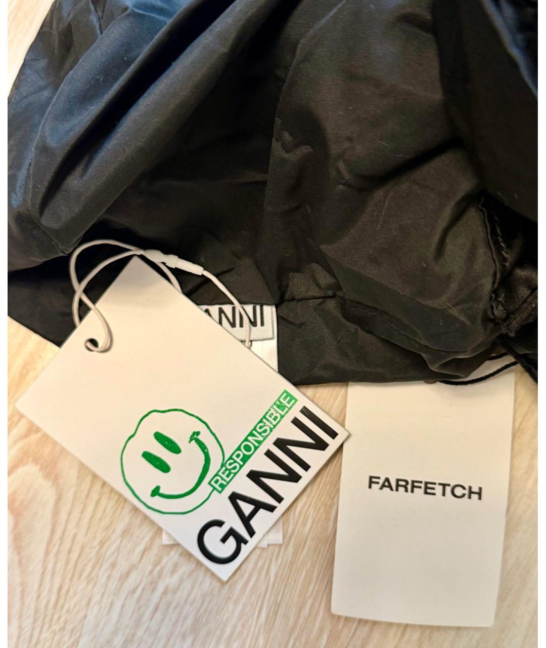 GANNI Черная шелковая сумка с короткими ручками, фото 6