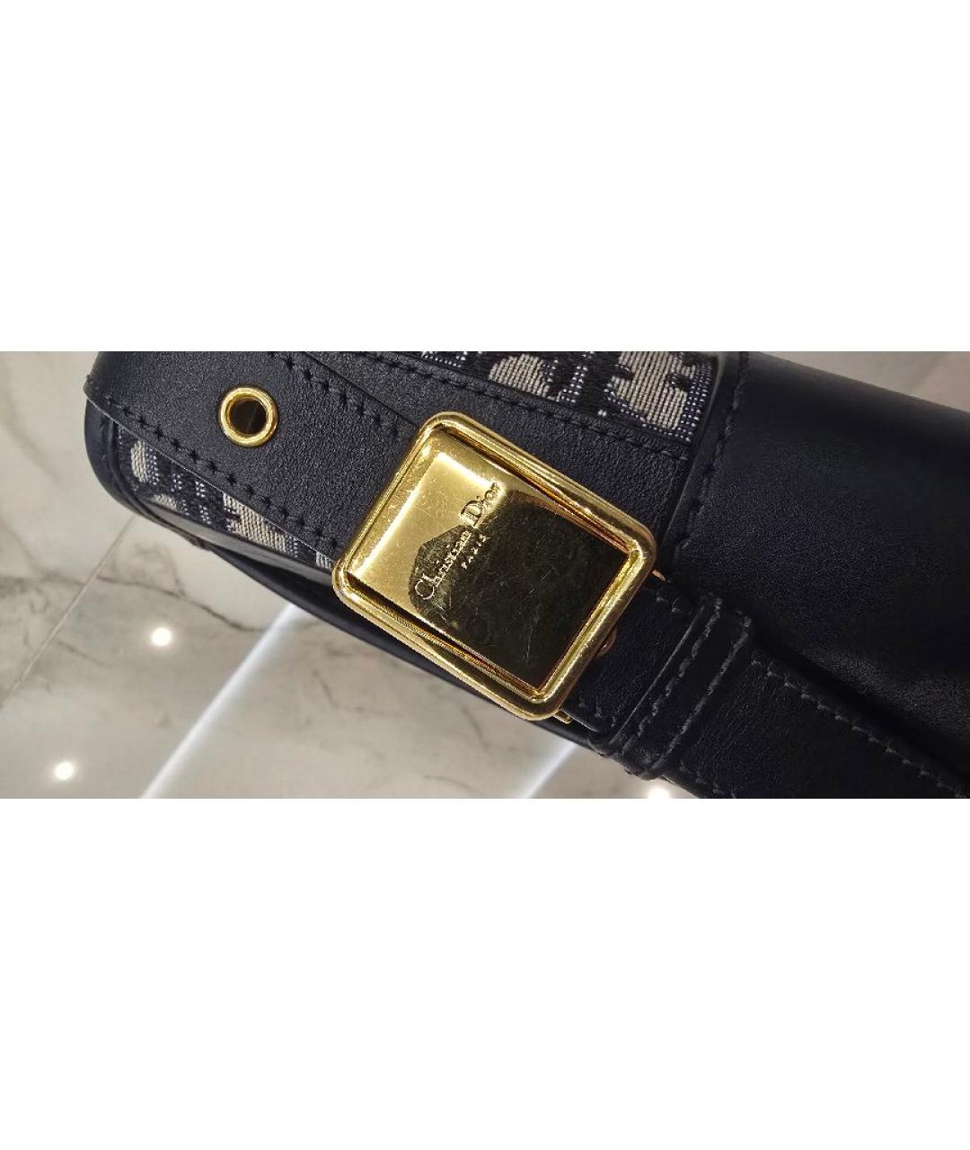 CHRISTIAN DIOR Темно-синяя жаккардовая сумка через плечо, фото 7