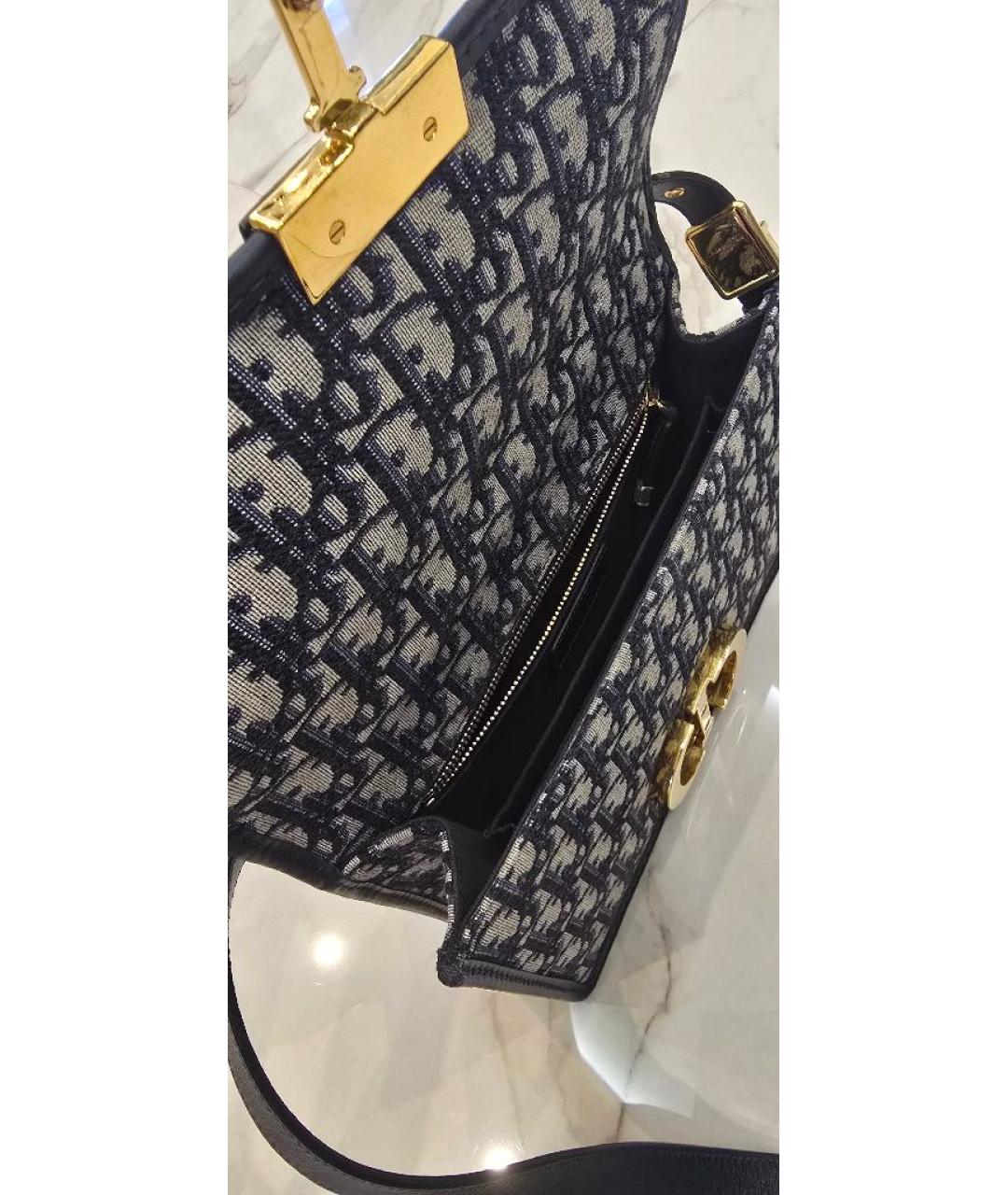 CHRISTIAN DIOR Темно-синяя жаккардовая сумка через плечо, фото 4