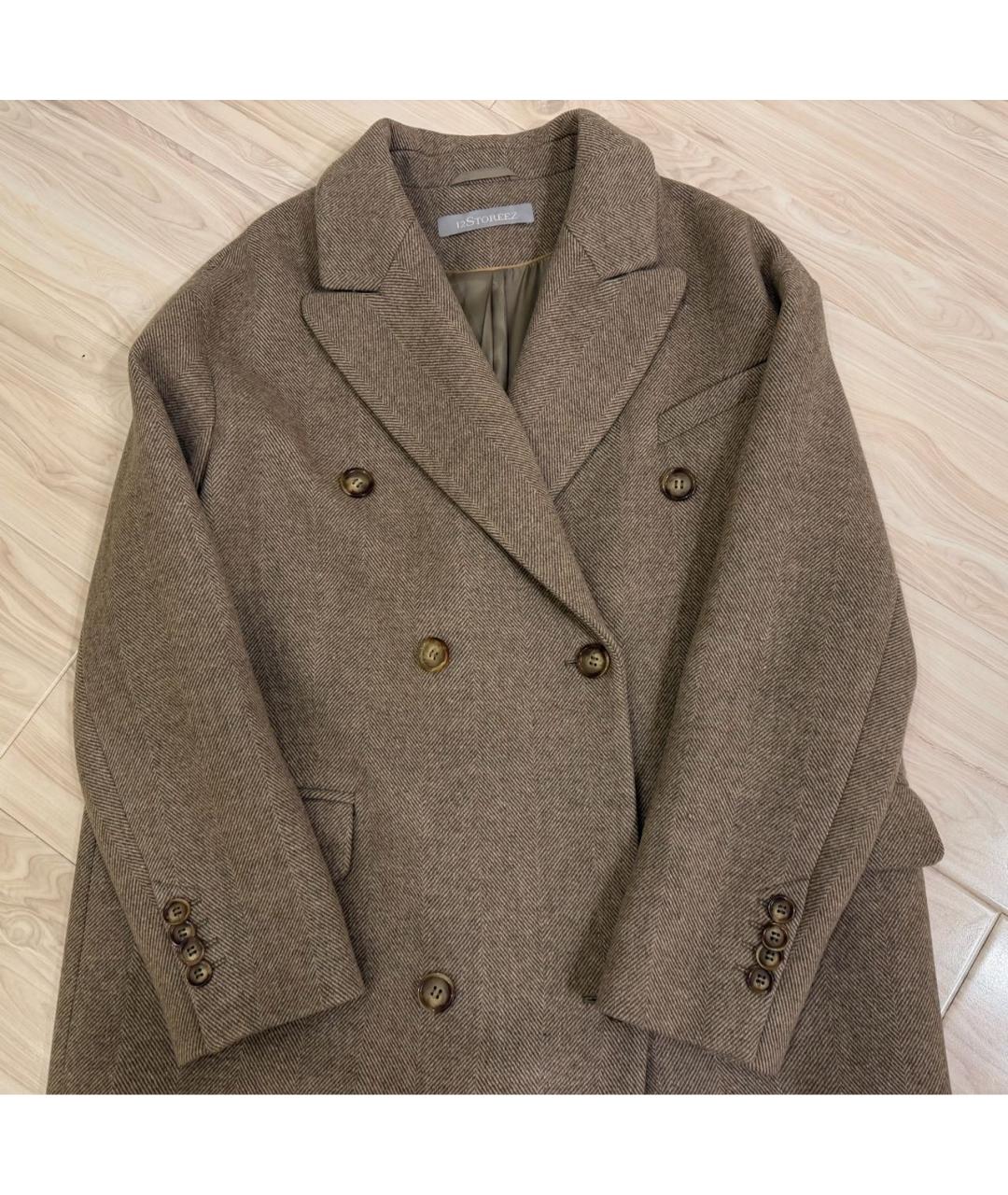 12 STOREEZ Бежевое шерстяное пальто, фото 4