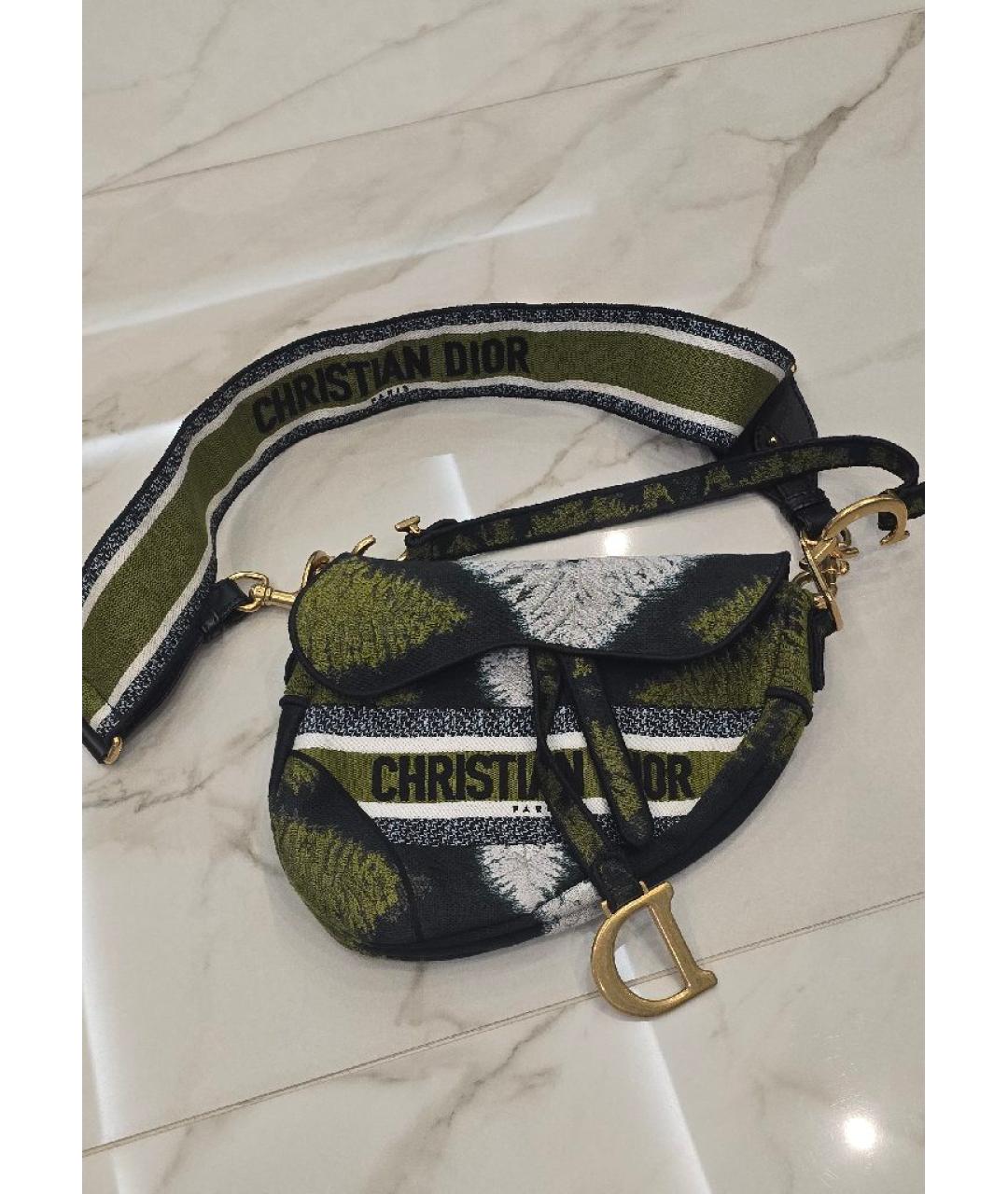 CHRISTIAN DIOR Зеленая тканевая сумка через плечо, фото 9